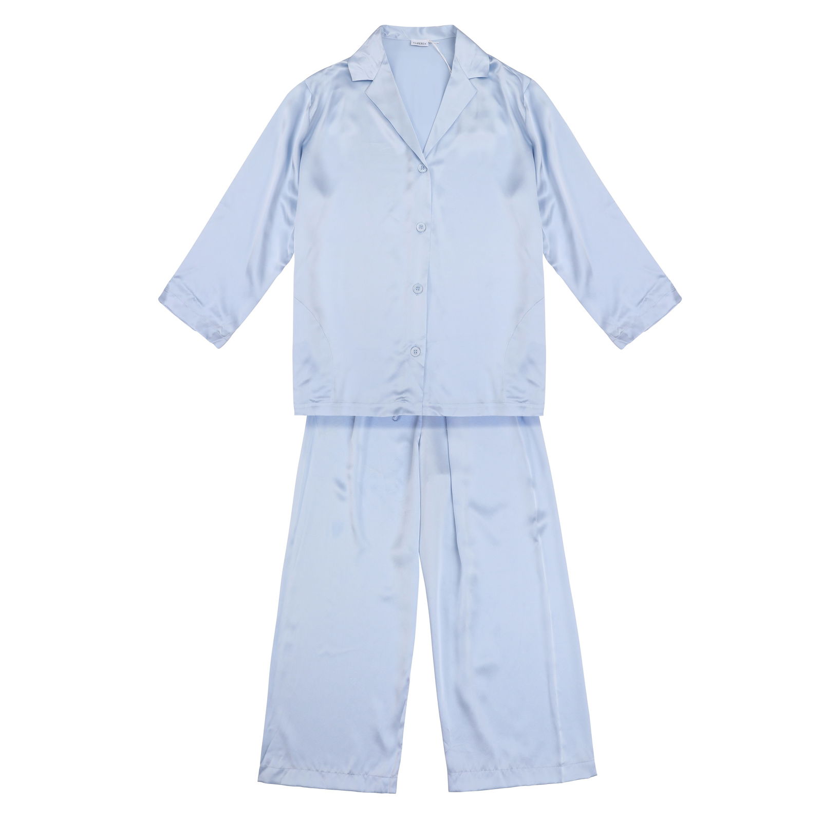La Perla Azure Silk Pyjama Set - Size 46: La Perla Azure Silk Pyjama Set - Size 46 drawstring pant, labelled size 46 (Qty 2) Shirt 58cm chest, 73cm long Pant 48cm waist, 82cm long Incudes dustbag Grade A Please log in to Chiswick Live