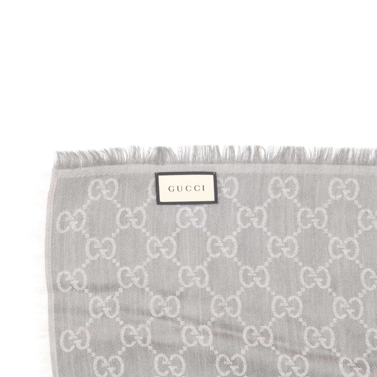 Gucci Grey Wool Monogram Scarf - 2