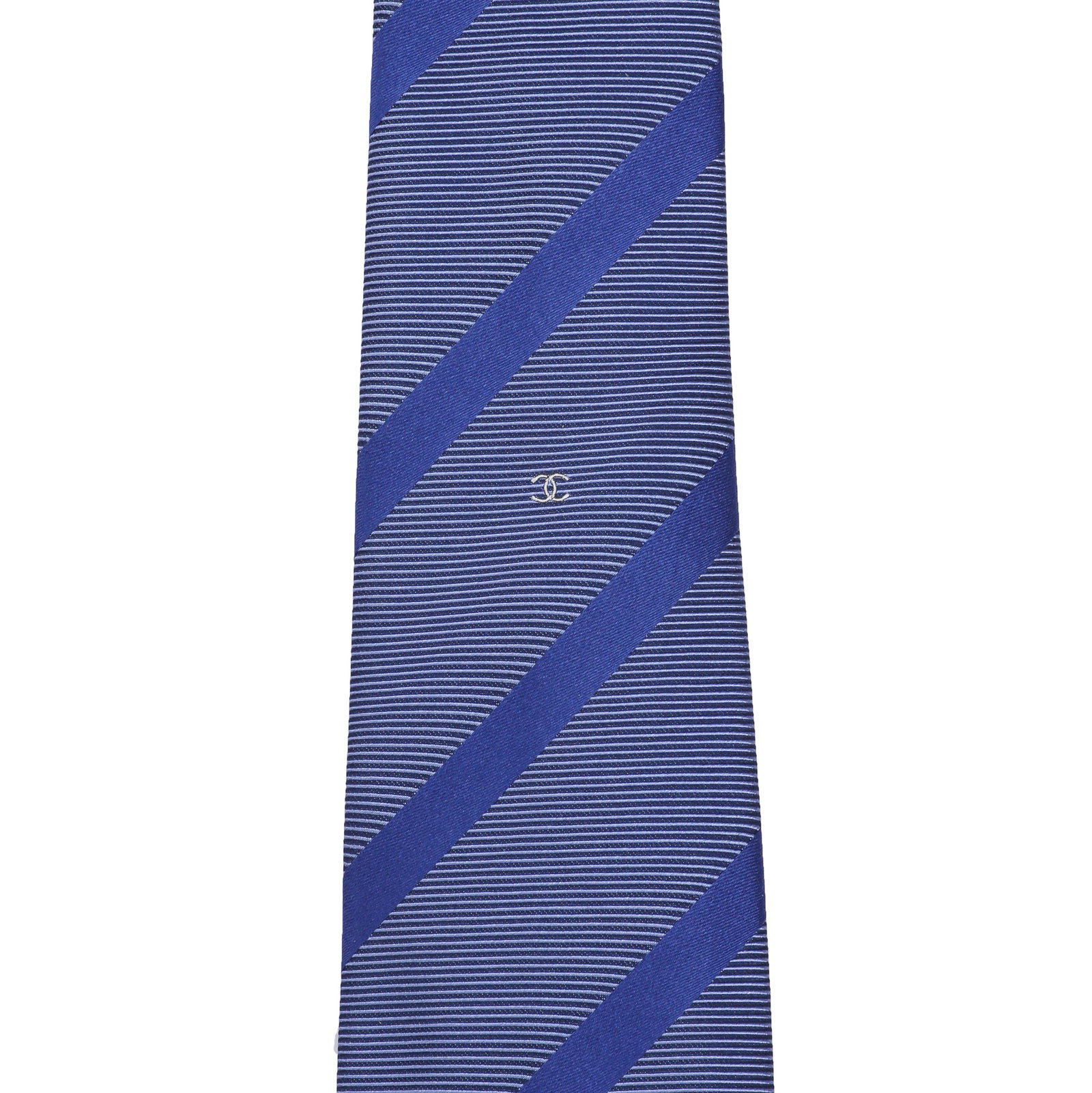Chanel Blue Striped Silk Tie - 2
