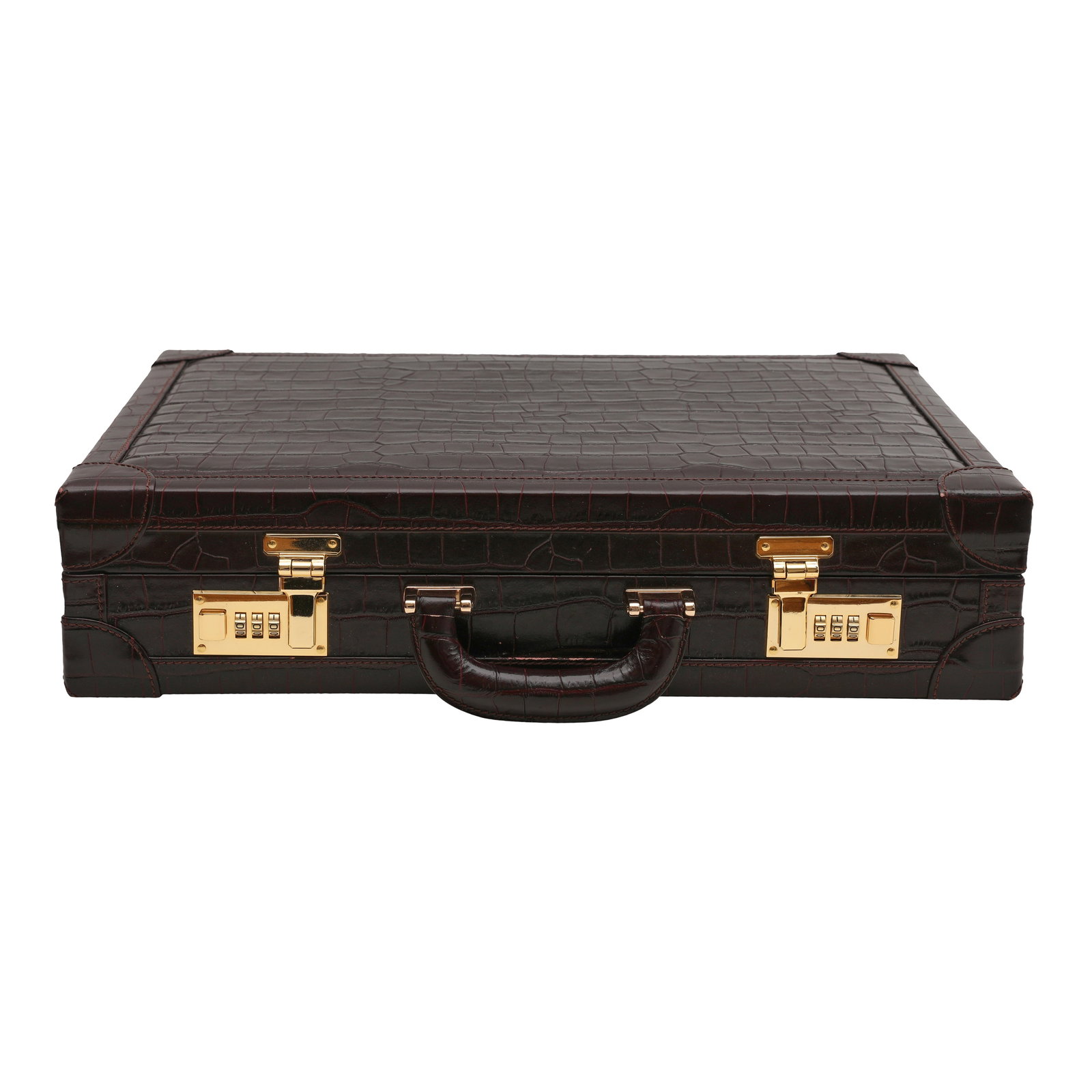 Aspinal Burgundy Embossed Attache Case - 3