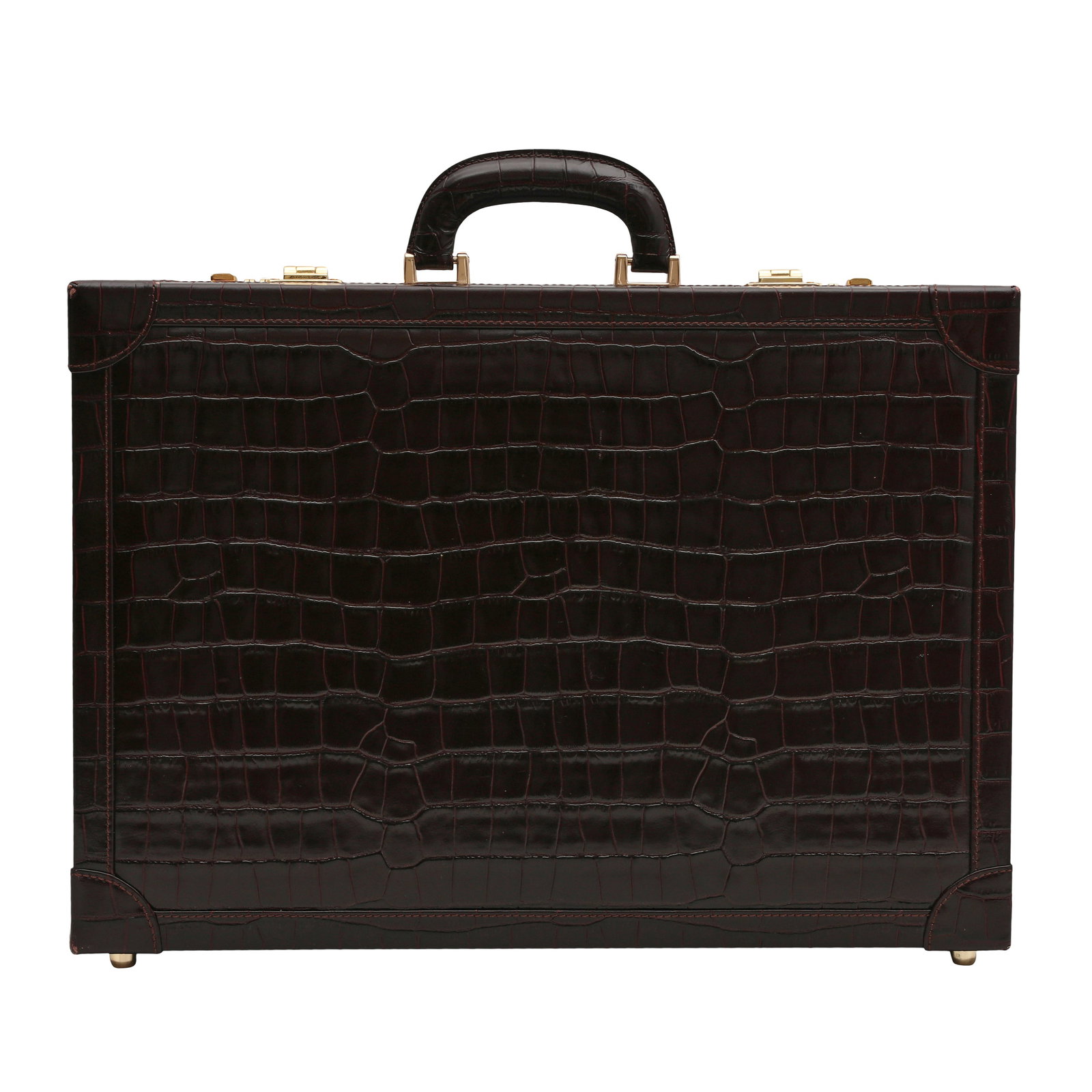 Aspinal Burgundy Embossed Attache Case - 4