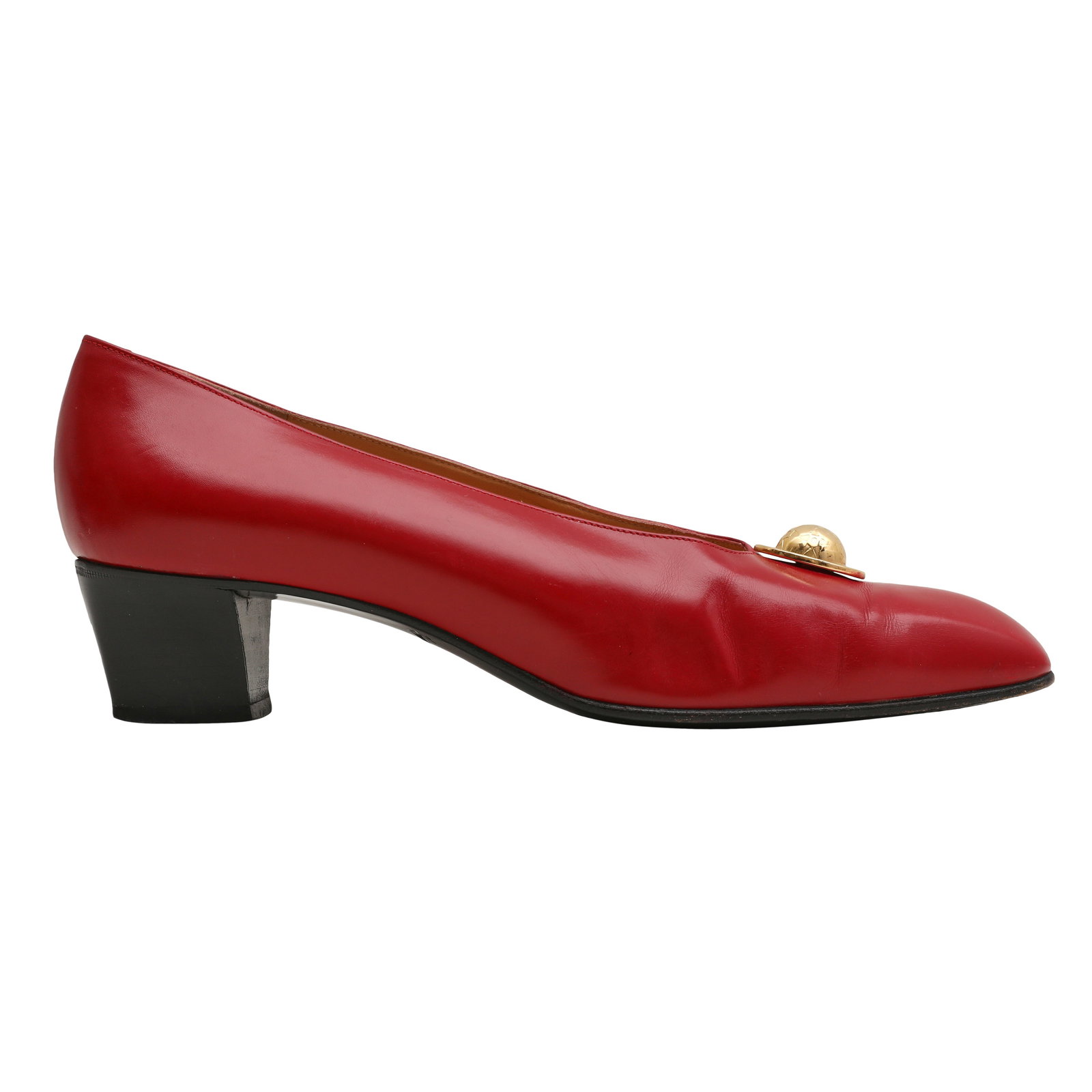 Celine Red Constellation Classic Heel Pump - Size 39: Celine Red Constellation Classic Heel Pump - Size 39 calf leather, gold tone hardware, labelled size 39 (UK 6) Heel height 4cm Includes dustbag Grade B+ Please log in to Chiswick Live account to