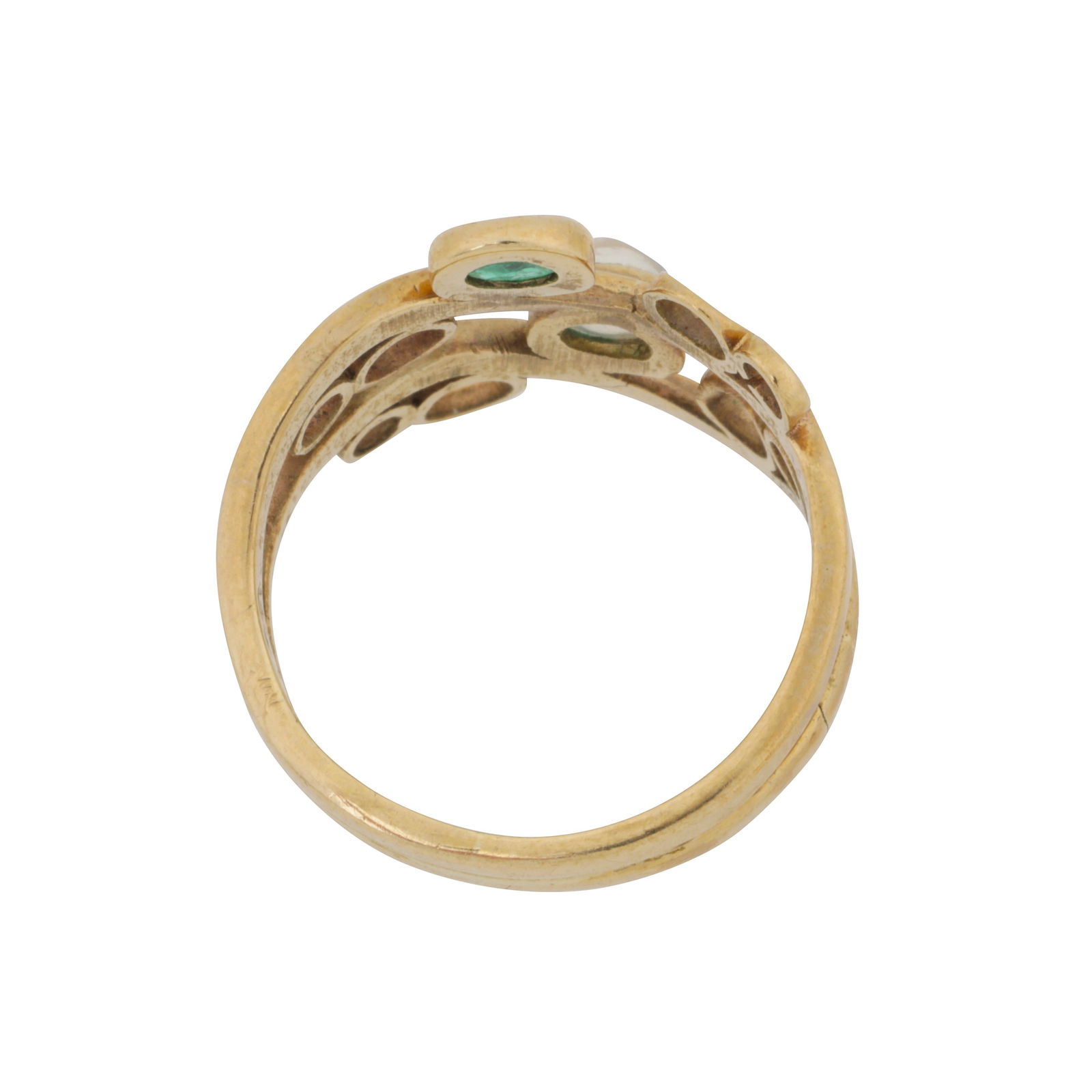 An emerald and moonstone ring, circa 1980 9ct yellow gold - 3