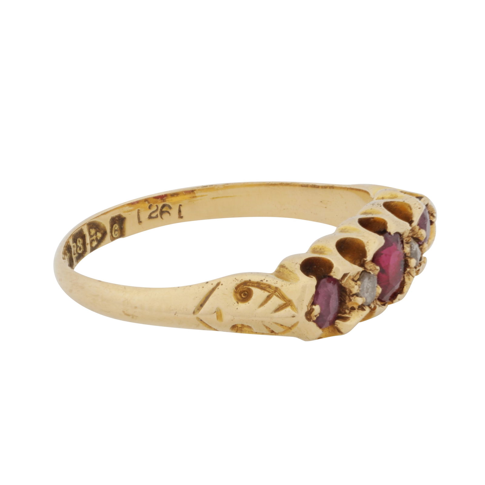 A ruby and diamond Ring Yellow metal - 2