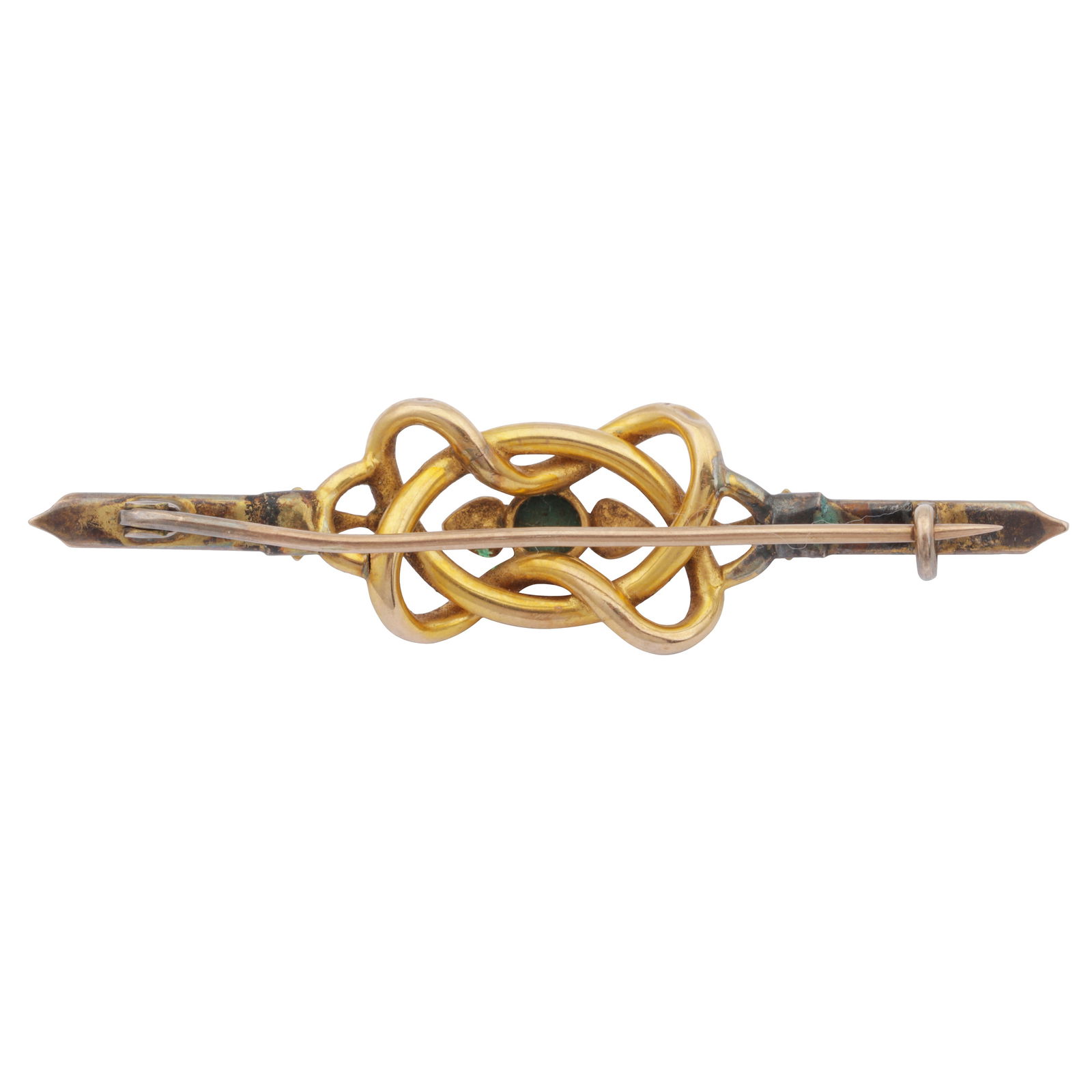 A turquoise and seed pearl brooch Yellow metal - 2