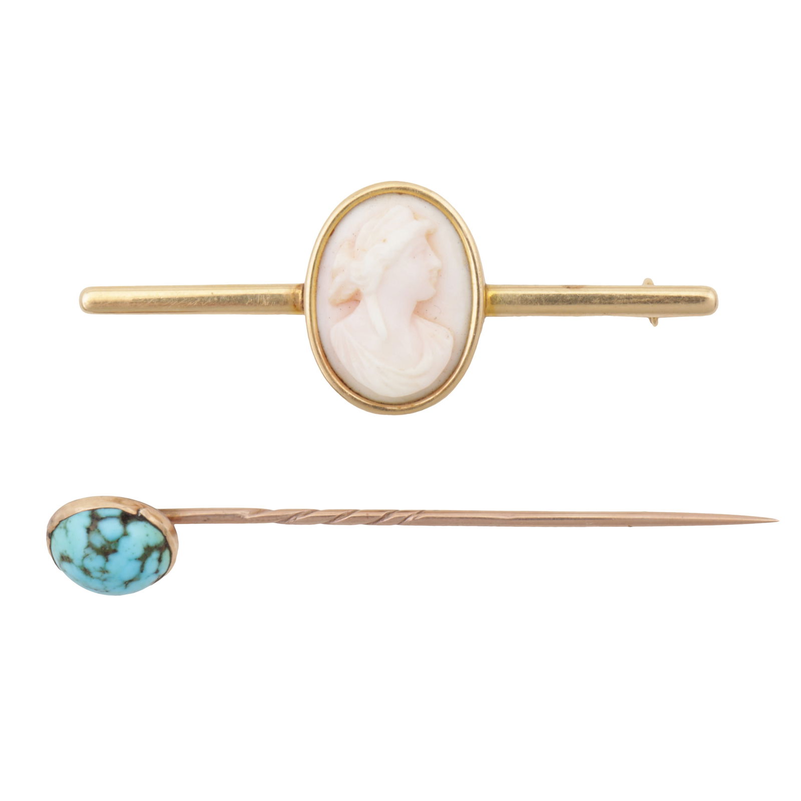 A pin and a brooch Yellow metal - 2