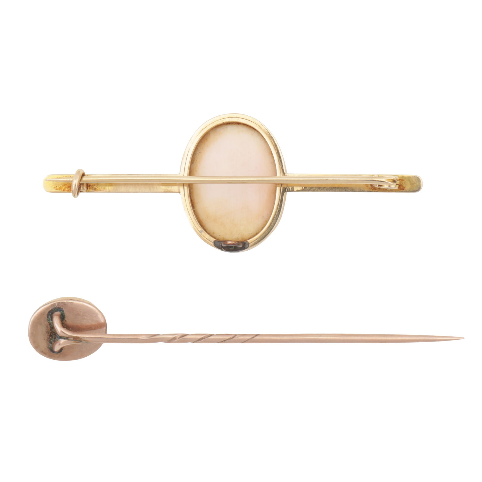 A pin and a brooch Yellow metal - 3