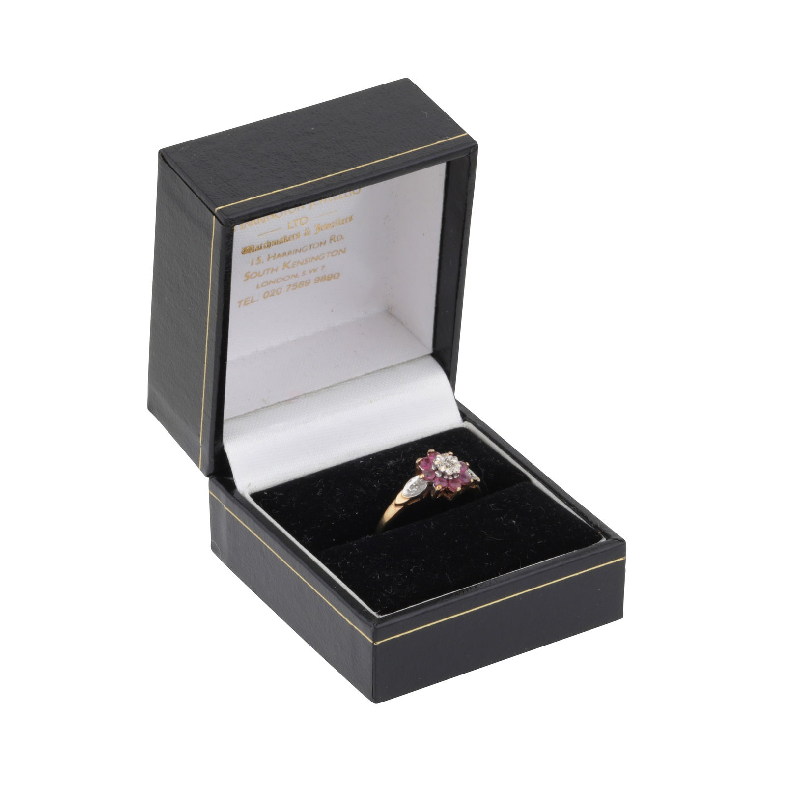 A ruby and diamond flower ring 9ct yellow gold - 4