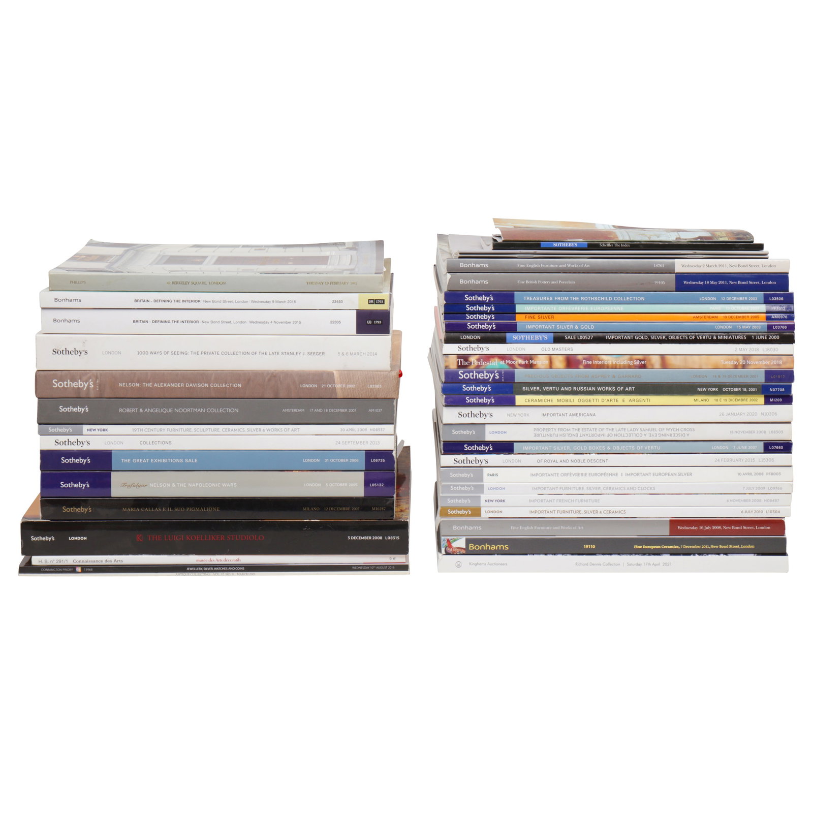 A collection of Sotheby’s, Chrsitie’s, and Bonham’s auction catalogues: A collection of Sotheby’s, Chrsitie’s, and Bonham’s auction catalogues A collection of Sotheby’s, Chrsitie’s, and Bonham’s auction catalogues Many silver sales 100
