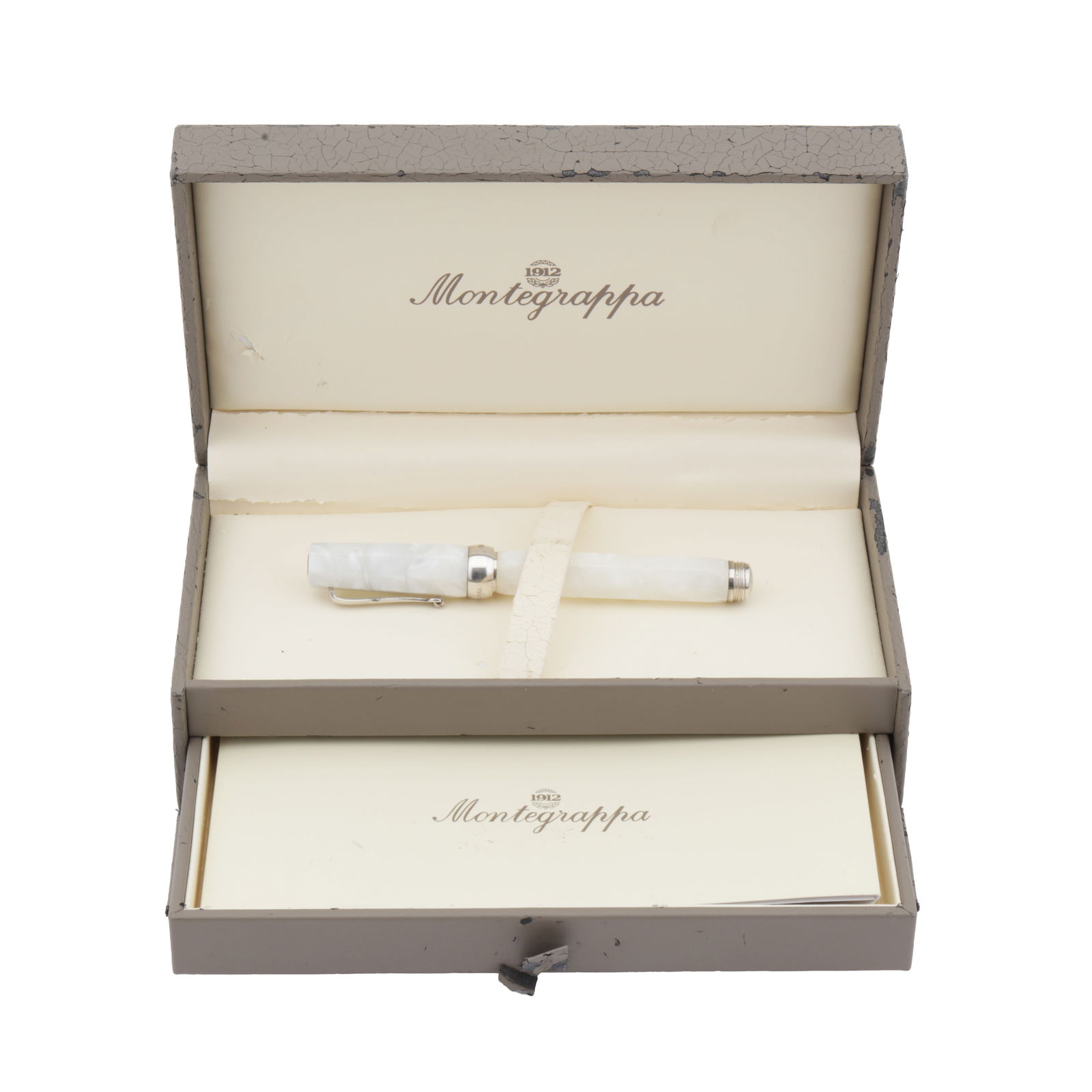 A white marbled celluloid Montegrappa 1912 fountain pen - 4