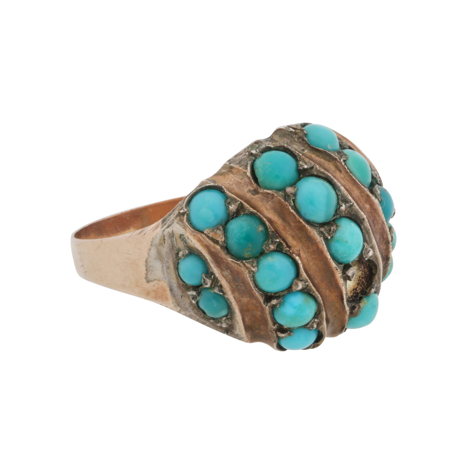 A turquoise ring Yellow metal - 2