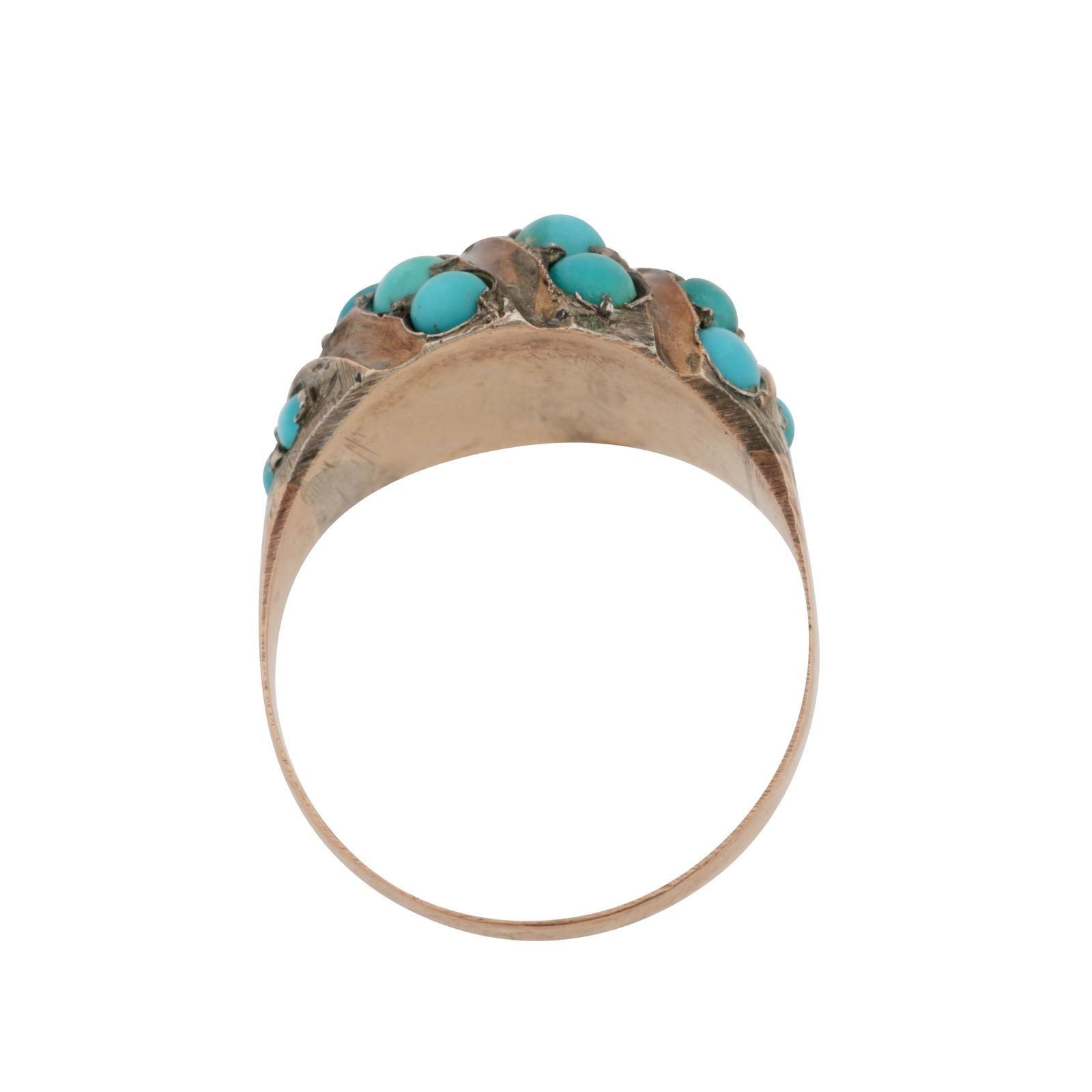 A turquoise ring Yellow metal - 3
