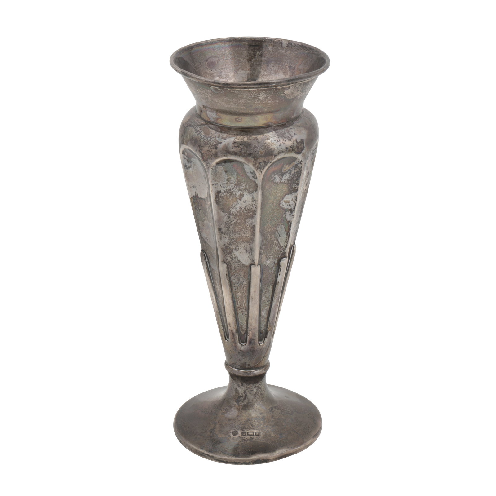 Sheffield 1902 by Martin, Hall and Co An Edwardian sterling silver vase: Sheffield 1902 by Martin, Hall and Co An Edwardian sterling silver vase Of fluted tapering form. Fully marked. Height - 19.6 cm / 7.75 inches Weight – 157 grams / 4.85 ozt