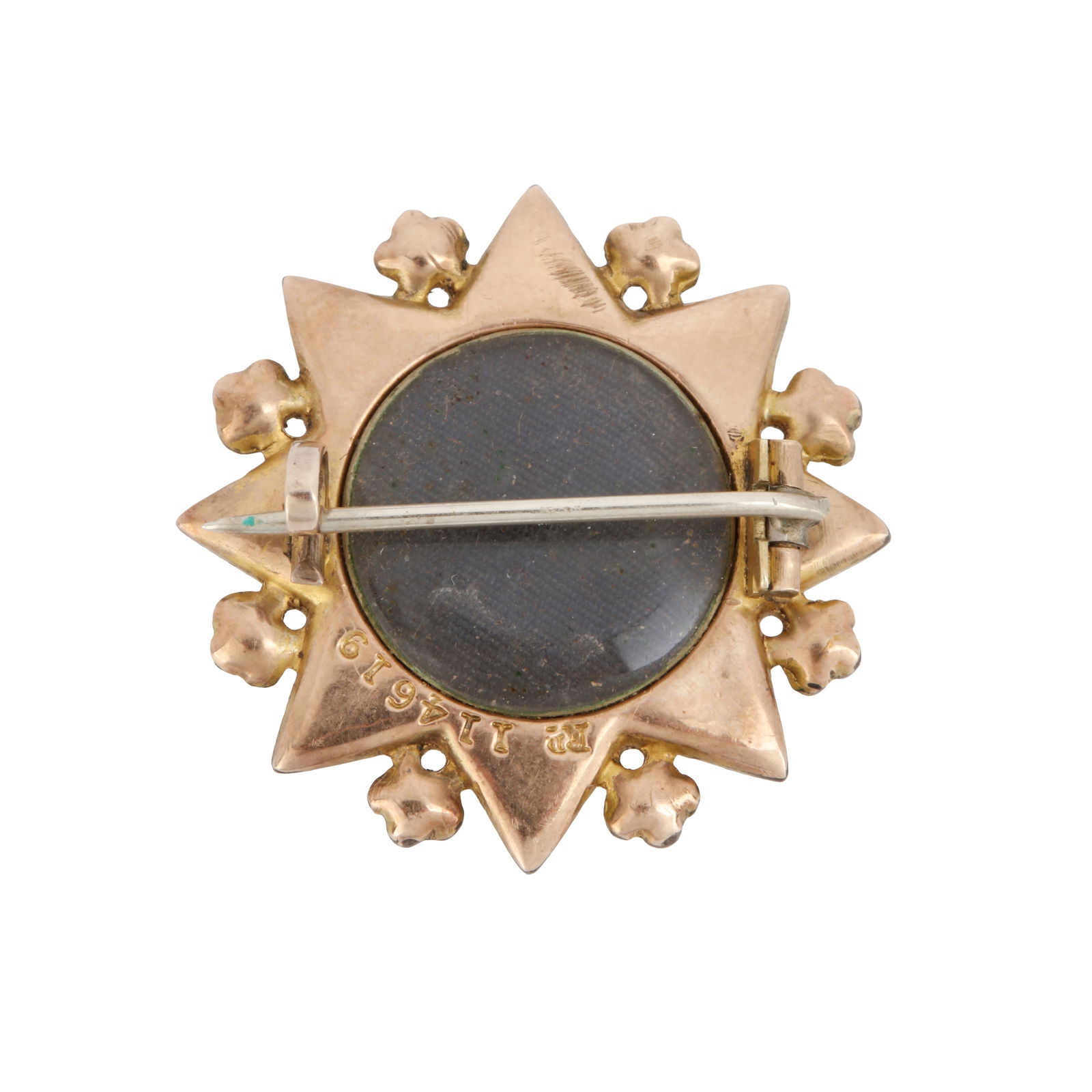 A star mourning brooch Yellow metal - 2
