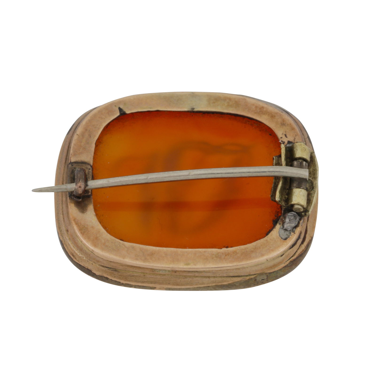 A carnelian monogrammed brooch Yellow metal - 2