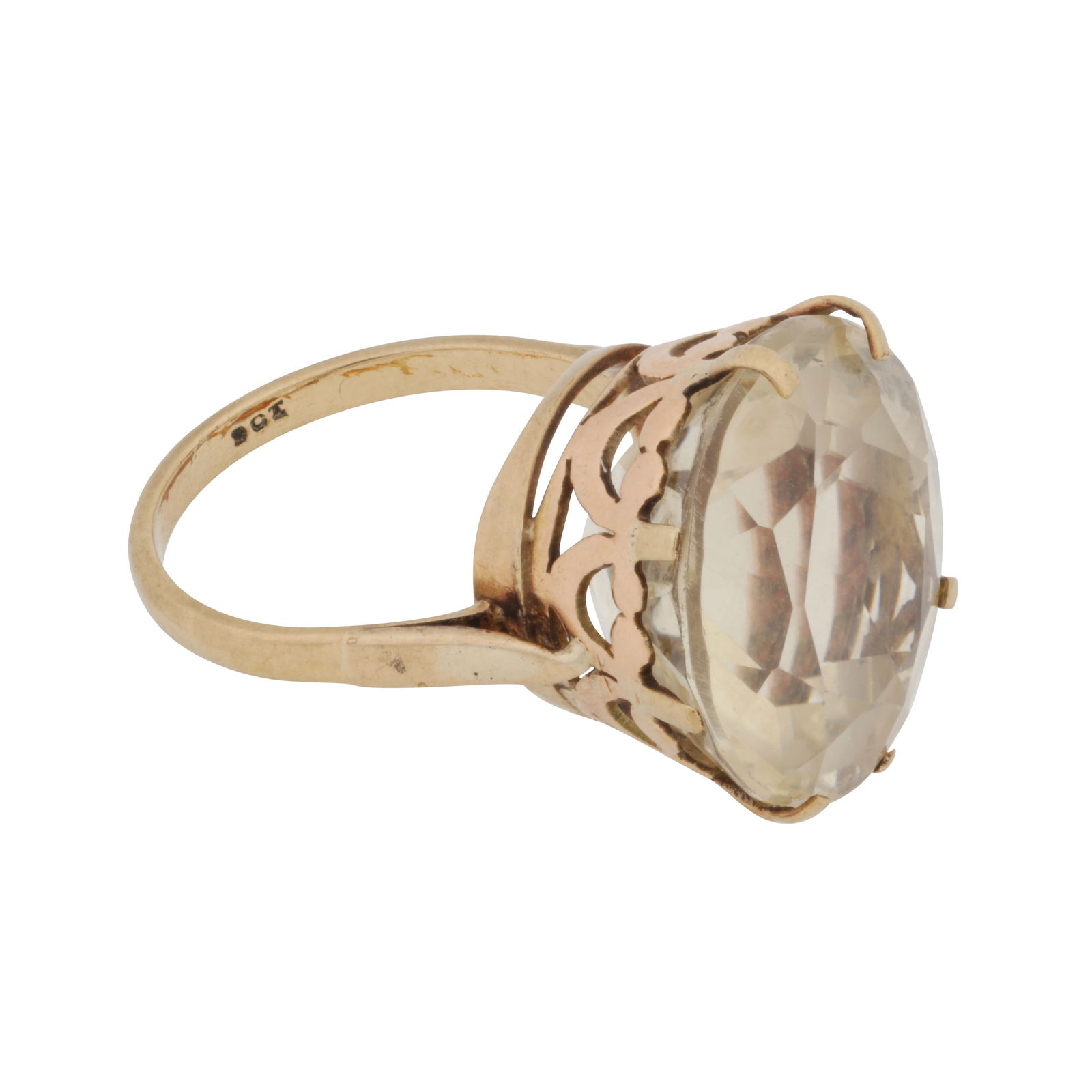 A lemon quartz single stone ring Yellow metal - 2