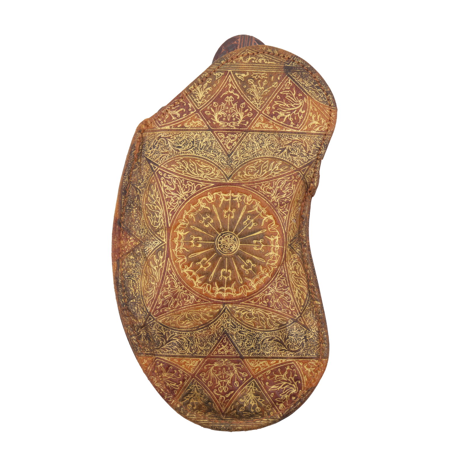 A portrait miniature brooch in a leather case Yellow and red metal - 3