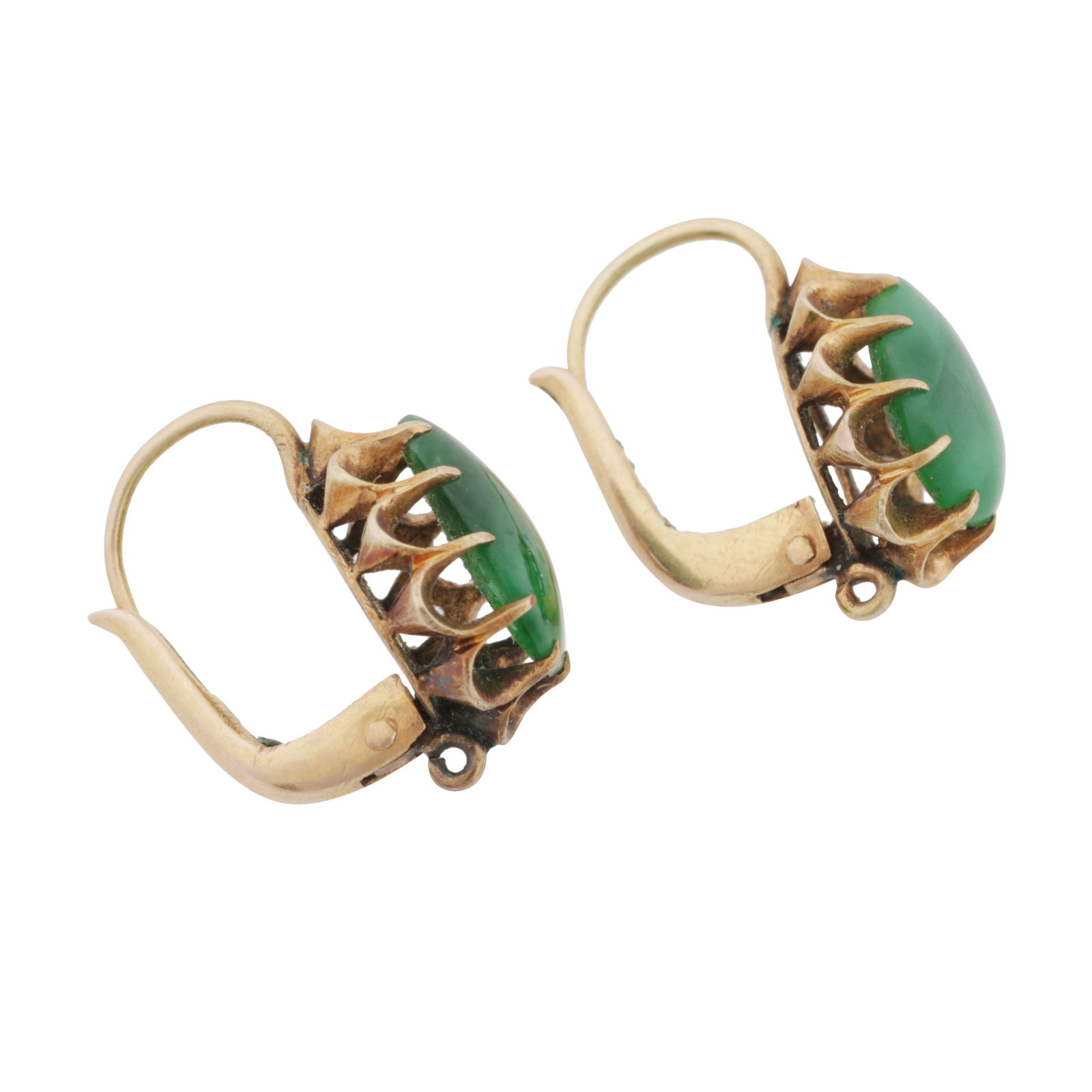 A pair of jadeite earrings Yellow metal - 2