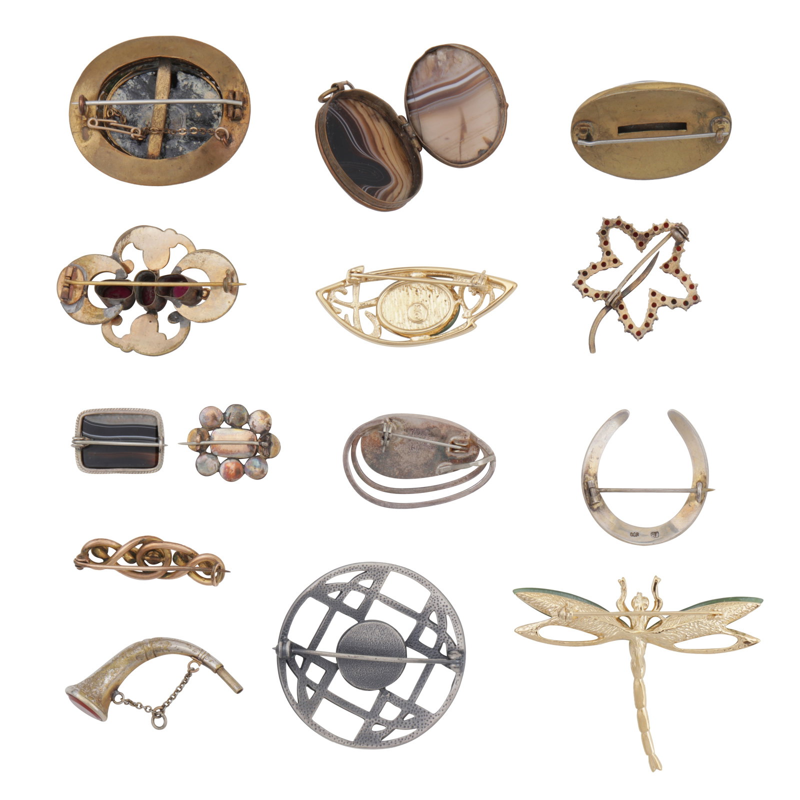 A collection of brooches Yellow and white metal - 2