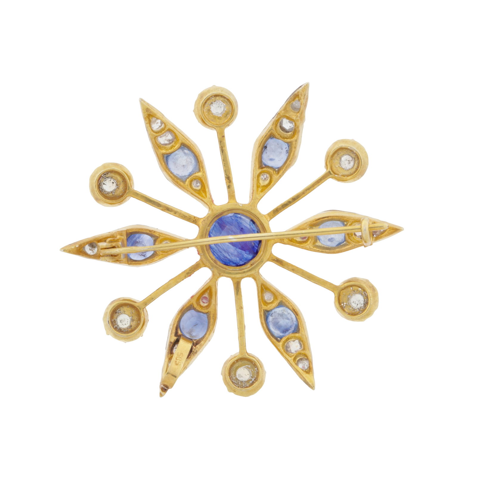 A flower brooch Yellow and white metal - 2