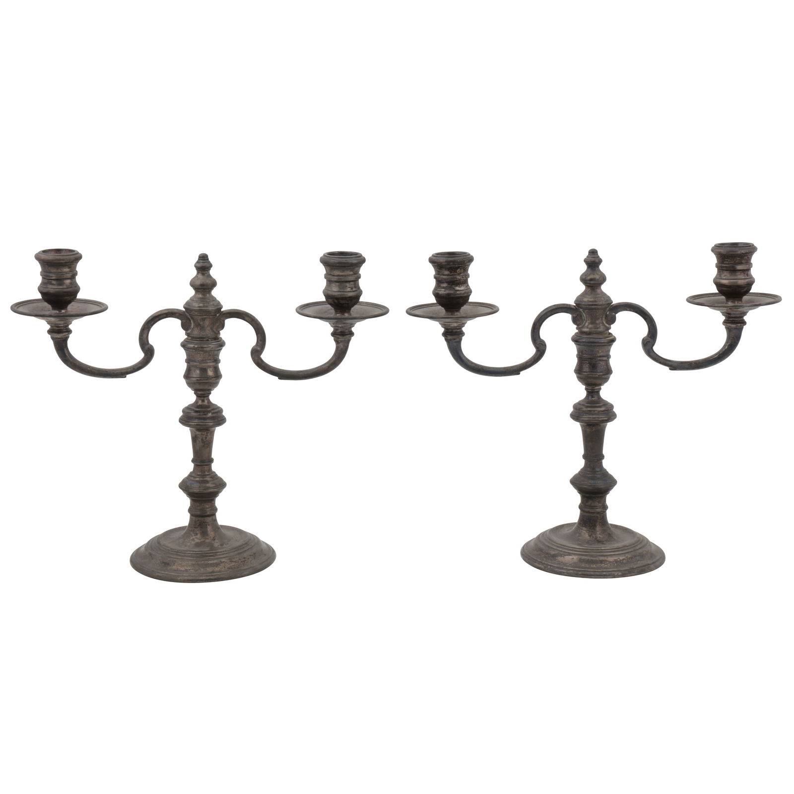 London 1959 by Harrods A pair of Elizabeth II sterling silver candelabra - 2