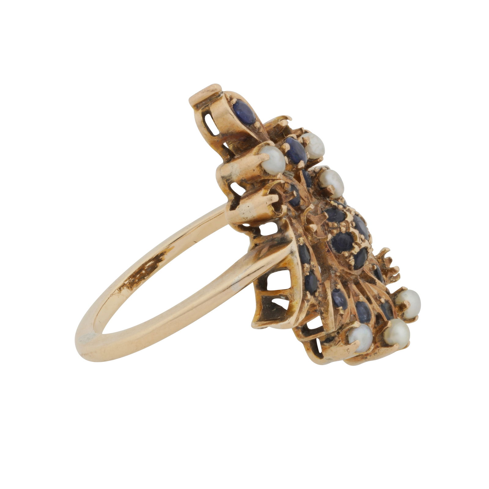 A sapphire and seed pearl ring - 2