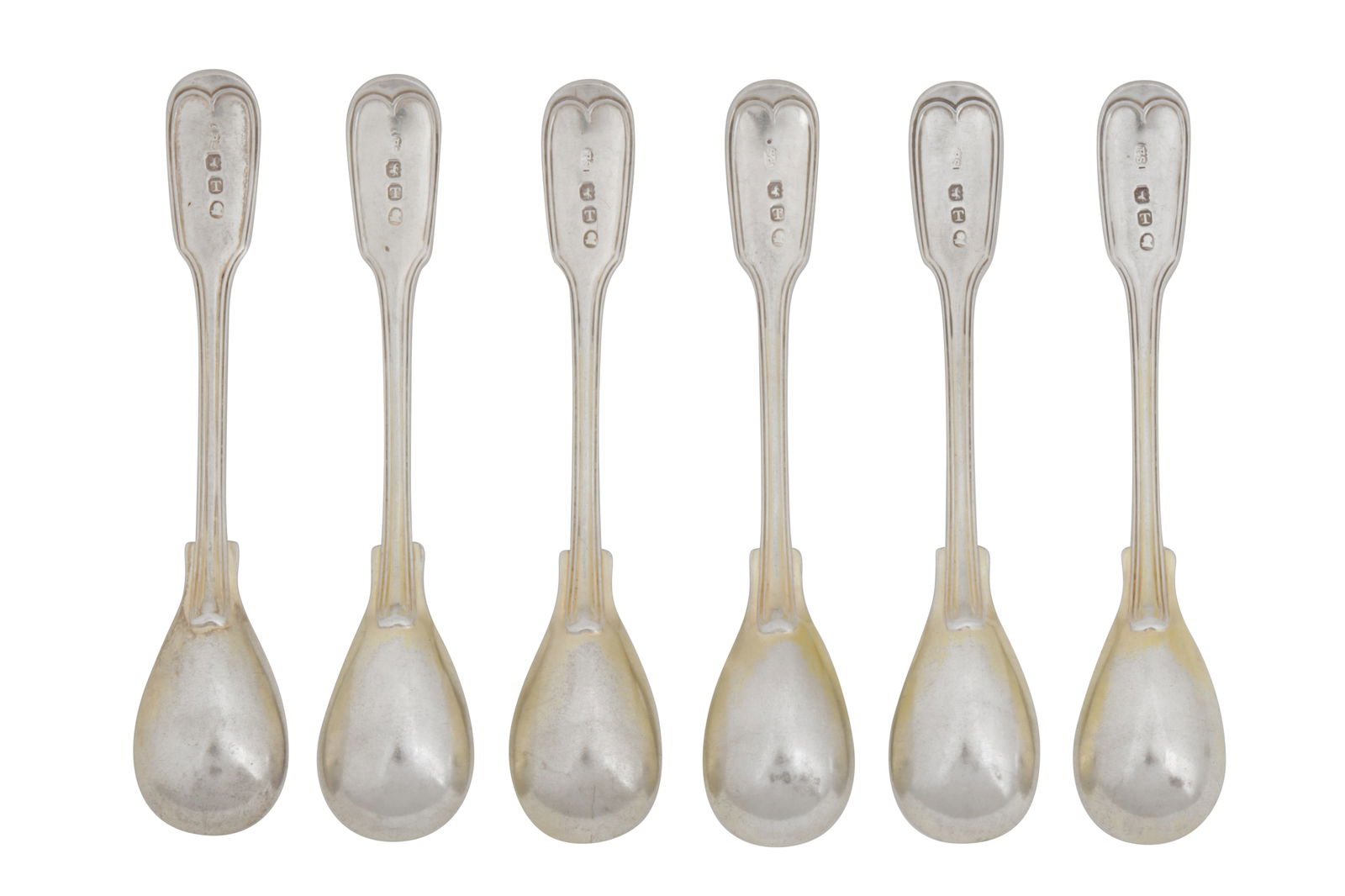 A set of six George III sterling silver egg spoons, London 1814 by Paul Storr (1771 - 1844, reg. 12t - 2