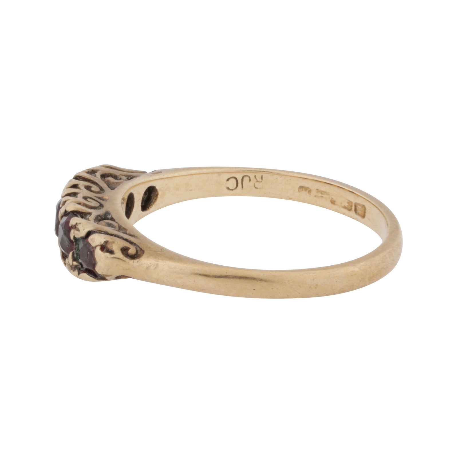 A garnet five stone ring 9ct yellow gold - 2