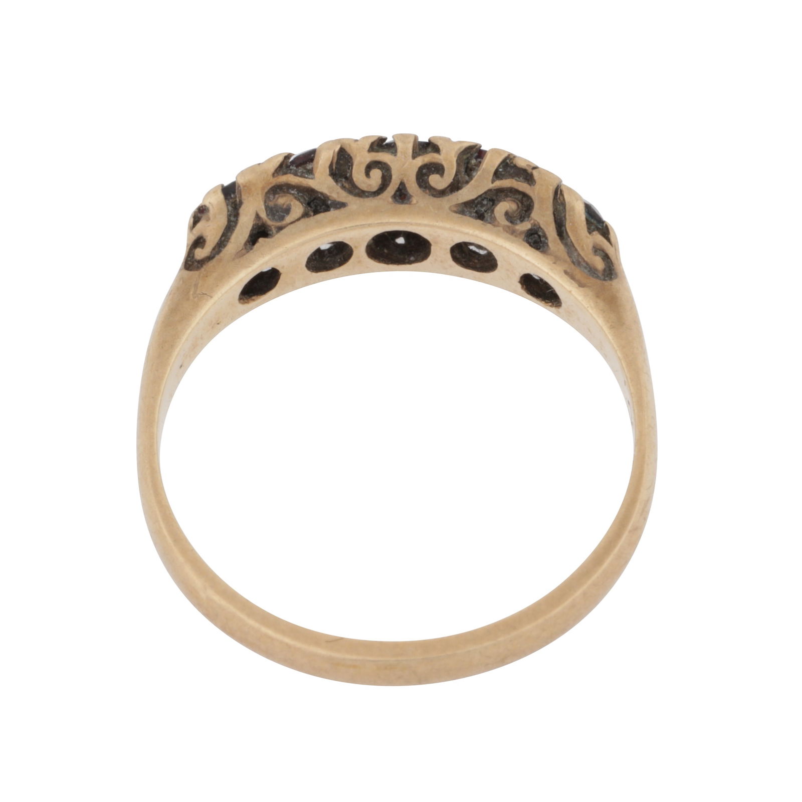 A garnet five stone ring 9ct yellow gold - 3