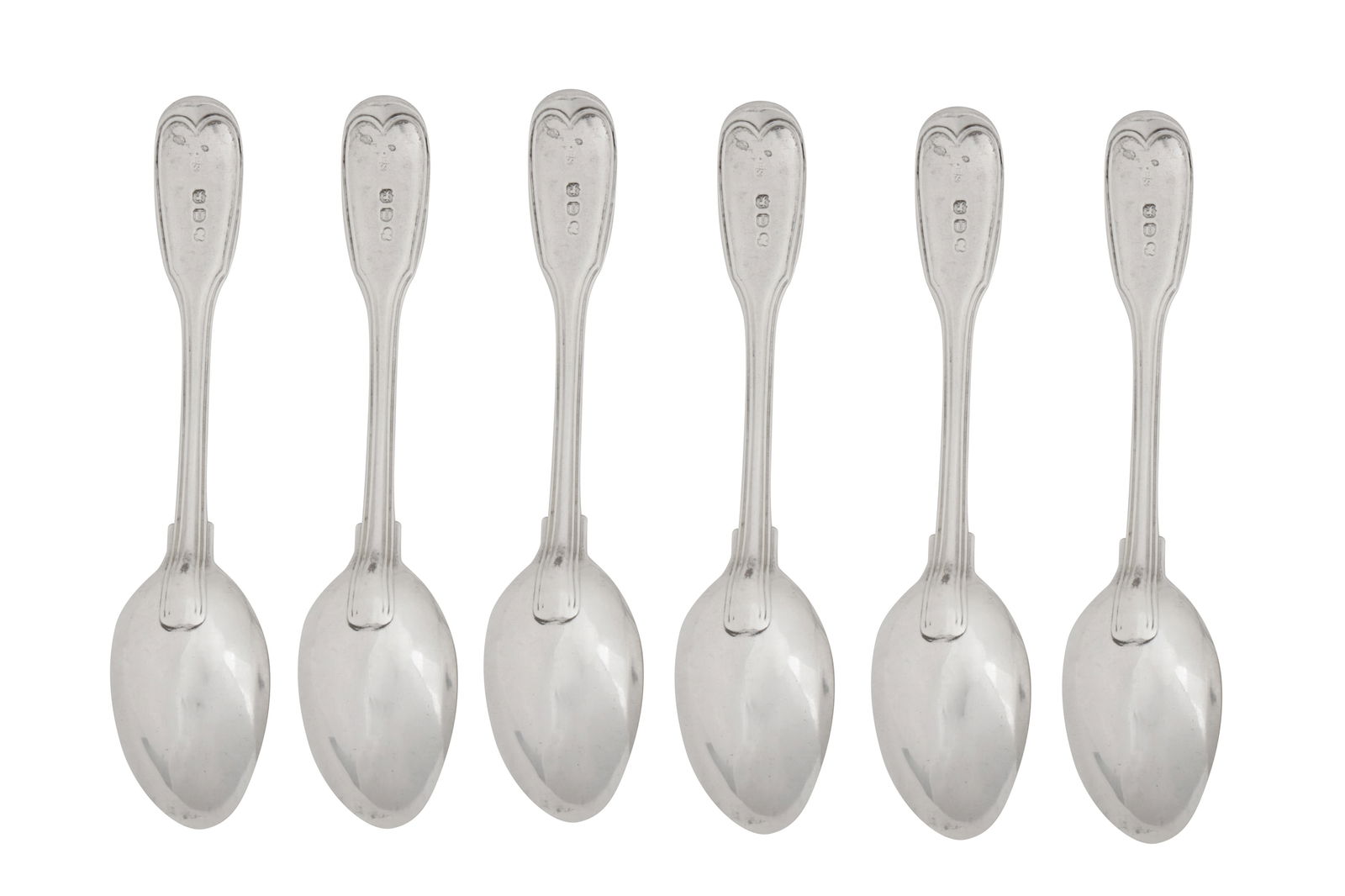 A set of six George III sterling silver teaspoons, London 1815 by Paul Storr (1771 - 1844, reg. 12th - 2