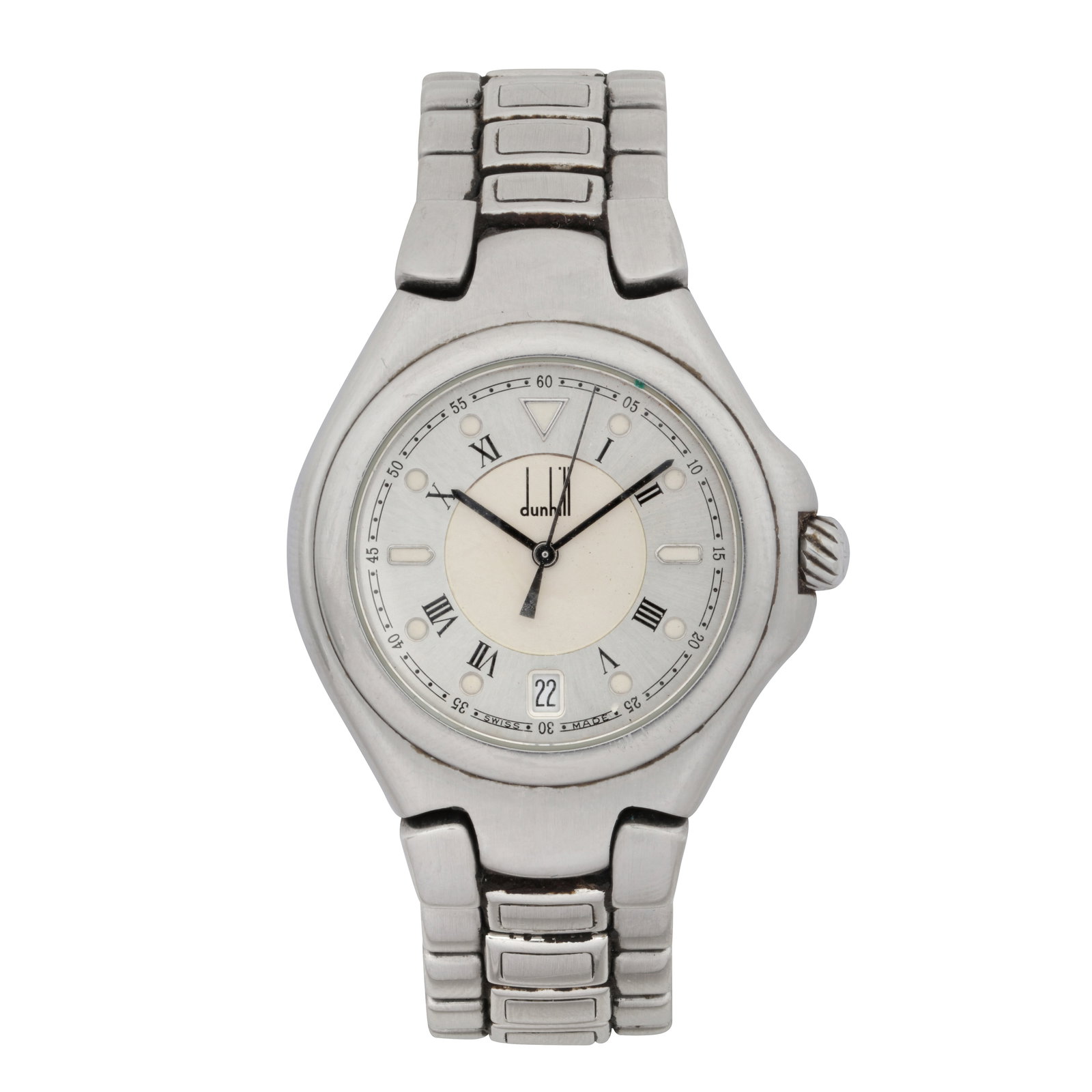 Dunhill Bracelet Watch Stainless steel: Dunhill Bracelet Watch Stainless steel Reference/Serial: 119 15319 SUQH Date: c.2000 Movement: Quartz Dial: Silvered, date Case: Stainless steel Bracelet: Stainless steel, double-deployment clasp