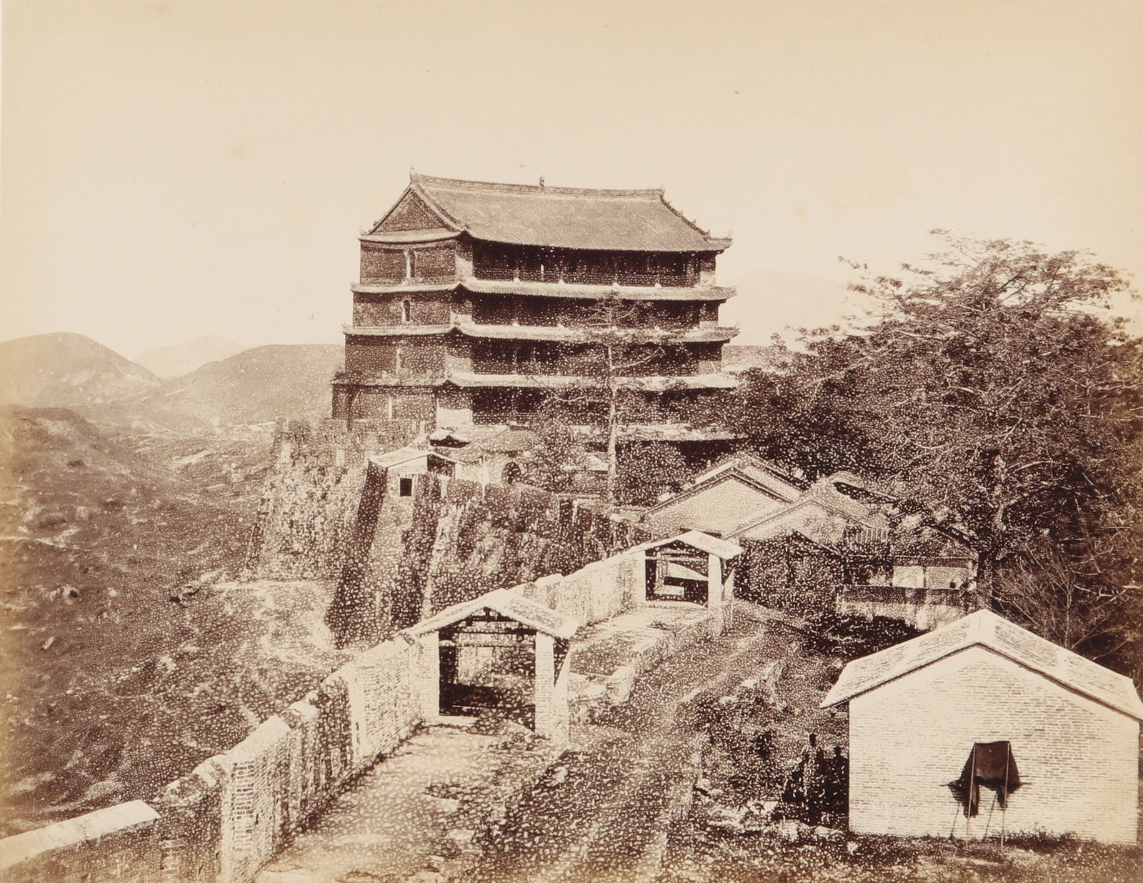 Various Photographers (XIX) Views of Canton, incl. Afong Lai, 1860s-1880s: A group of 17 albumen prints, image sizes 21 x 27cm (smallest) to 22.5 x 29.5cm (largest), pasted down to the original album card, overall measuring 35.5 x45.5cm, some captioned in unknown handwriting