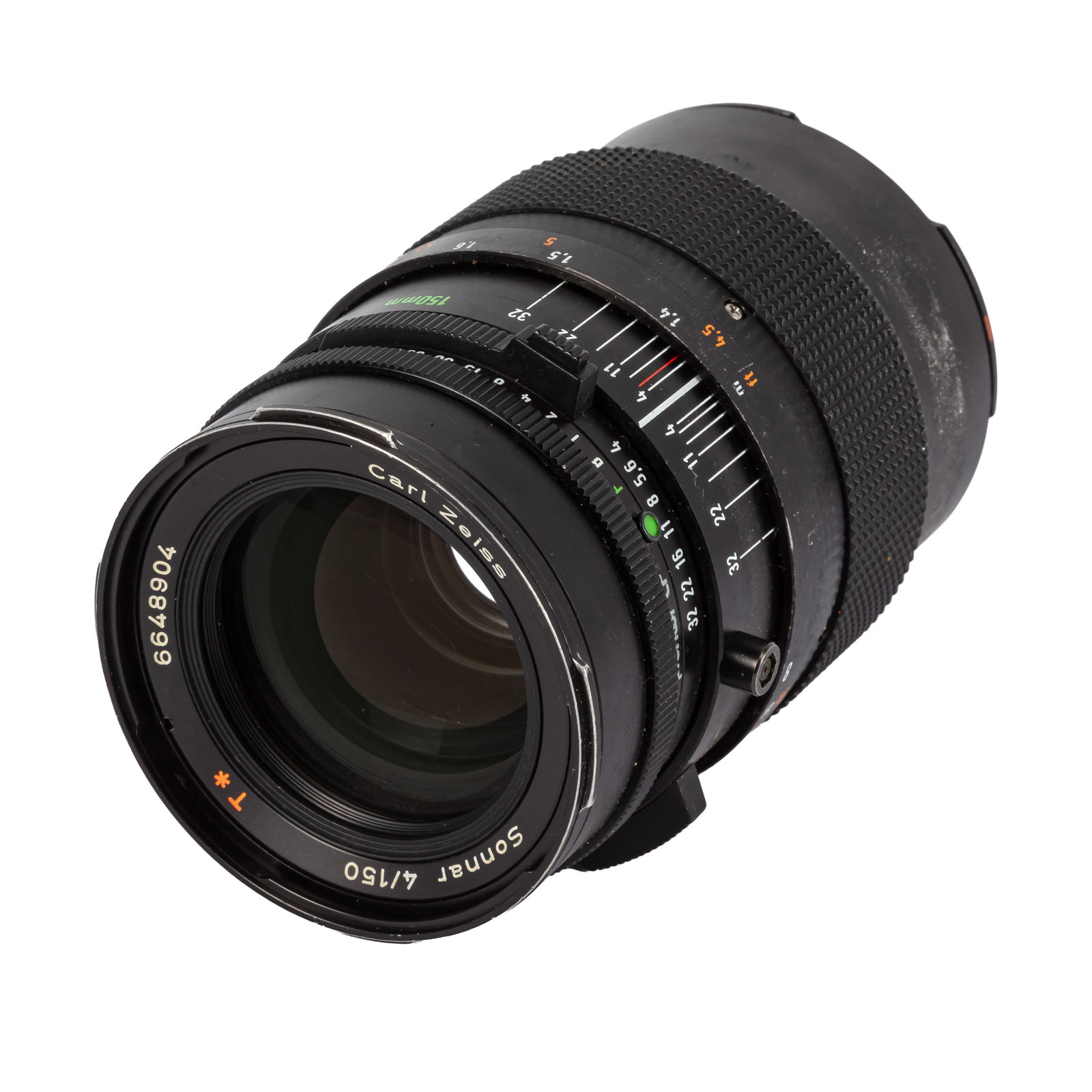 Carl Zeiss 150mm f/4 Sonnar T* Prontor CF: Serial No: 6648904 Body: G Optics: F - some minor fungus othewise VG Notes: with maker's caps, Hasselblad V-Mounrt Qty: (1)
