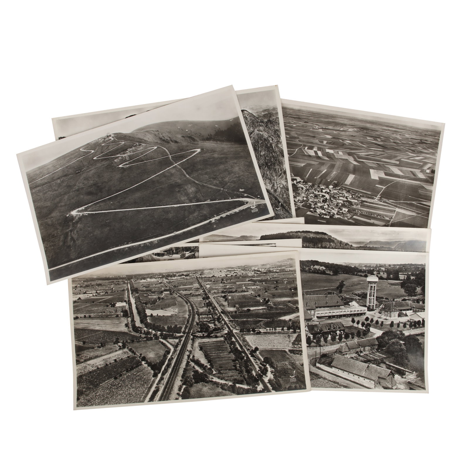 Lapie Service Aerien 1958 Ten French Aerial Views c.1958: Large panoramic unmounted silver gelatin prints, image size 56 x 27cm, with details stamped verso Qty: (10)