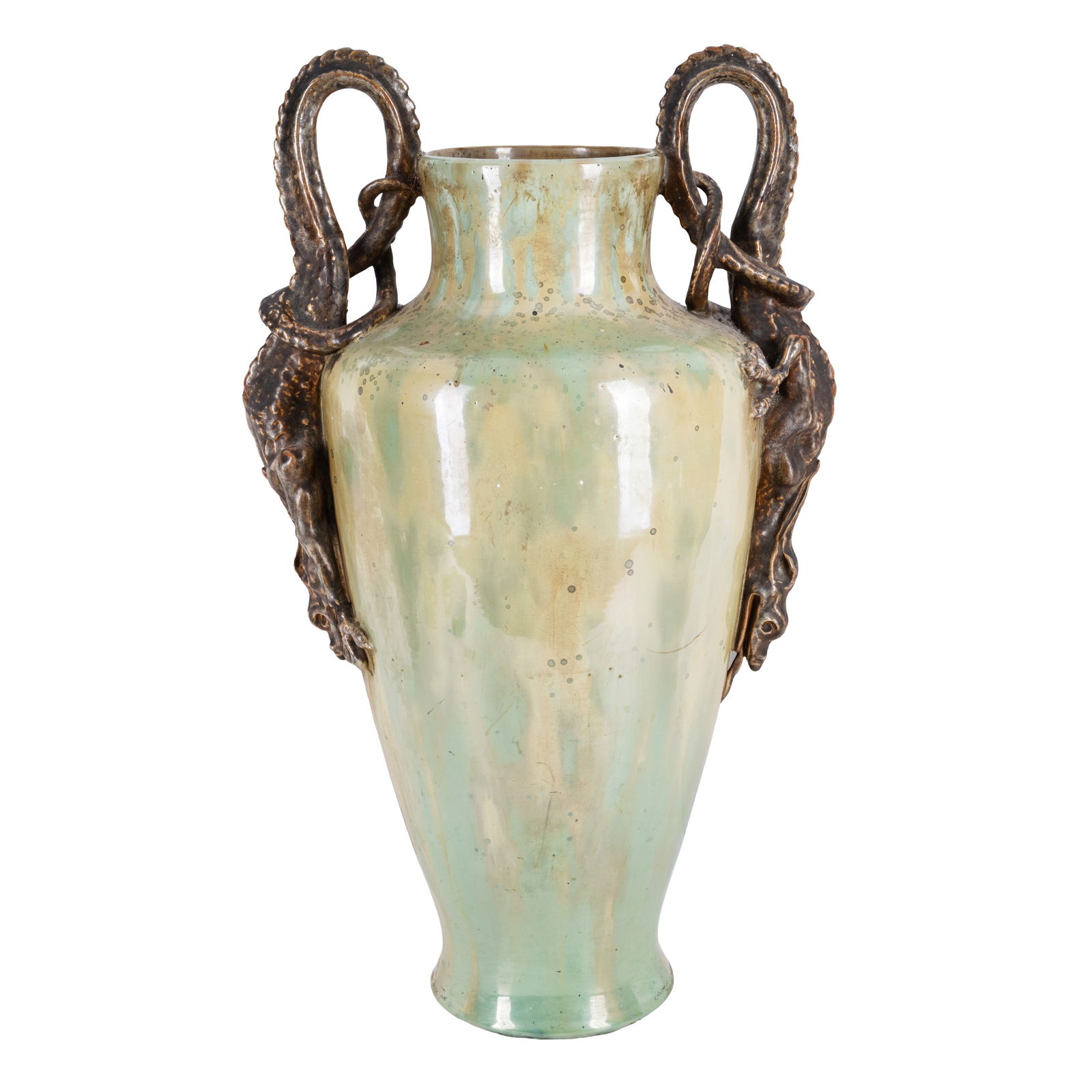 Pierrefonds (Faïencerie Héraldique de Pierrefonds), France Monumental vase with twin dragon (1 of 1)