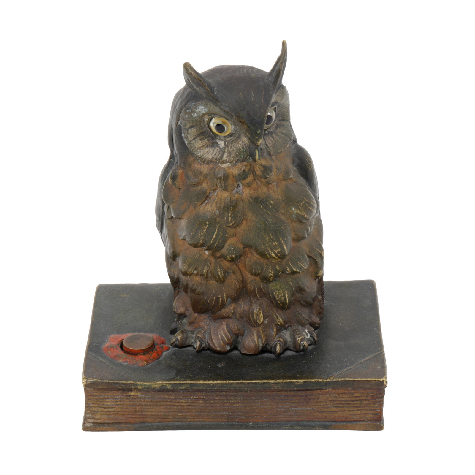 Franz Xavier Bergmann (Austrian 1861-1936) Erotic metamorphic model of an owl on book opening to (1 of 1)