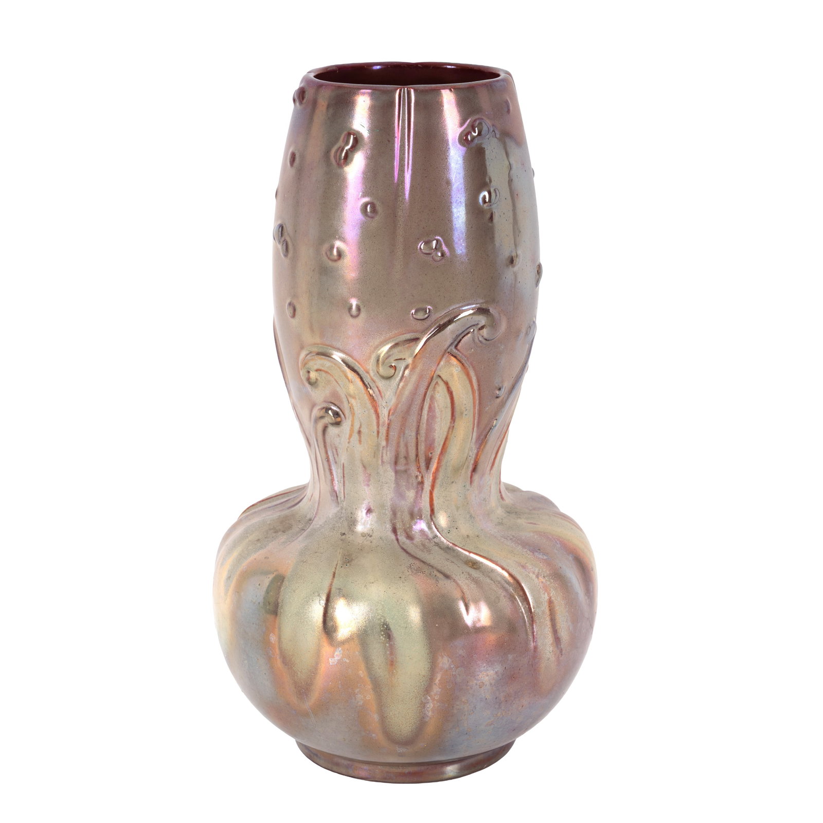 Art Nouveau Pink lustre vase: Circa 1910 Lustre glazed earthenware Unmarked 28.5cm high