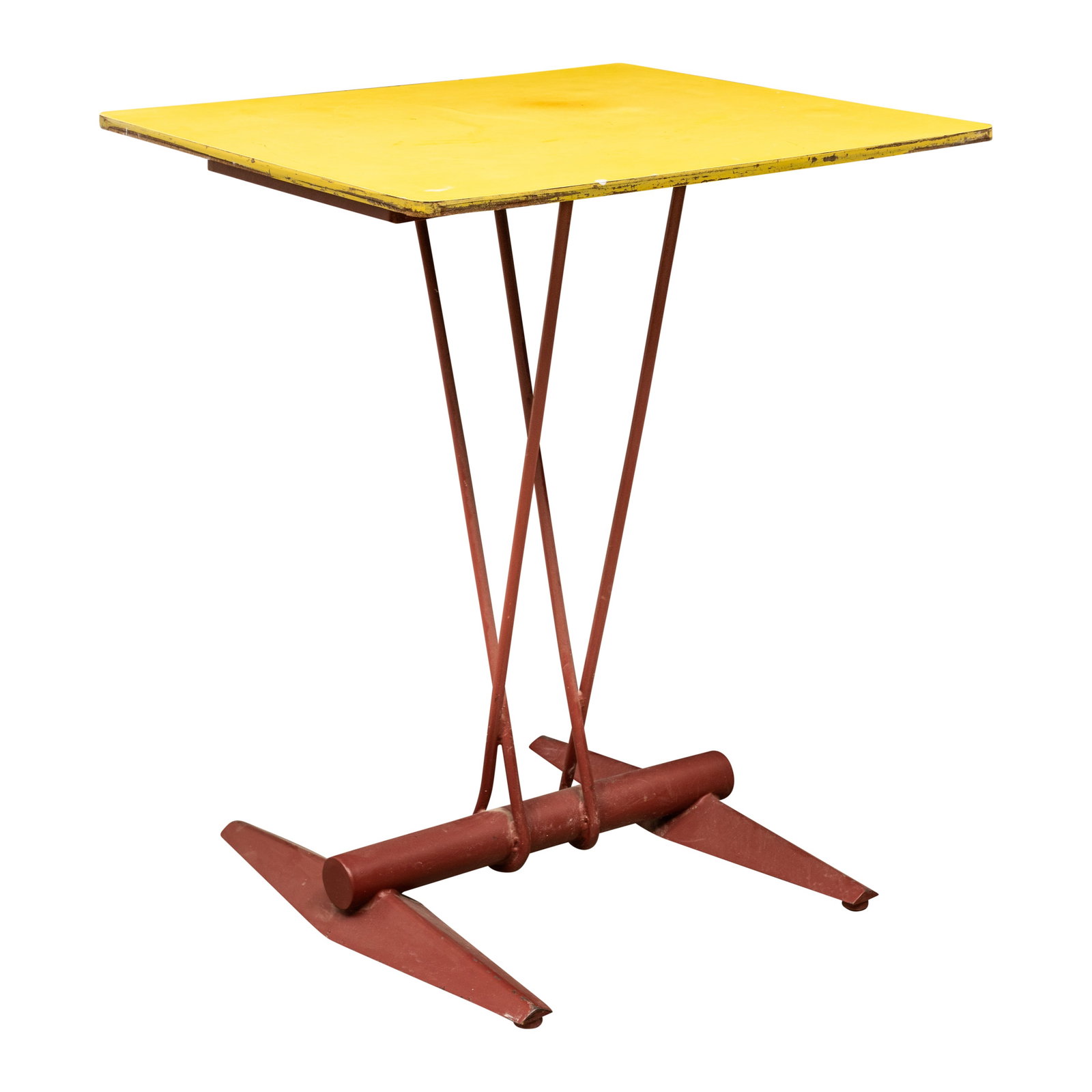 Attributed to Jean Prouvé (French 1901-1984) 'Buvette' table: Circa 1930s Laminated wood, steel Made for the Valmy Airport 71cm high x 60cm wide x 53cm deep Literature C. Coley, 'Jean Prouvé en Lorraine'. The archives of Meurthe-et-Moselle indicate that this pi