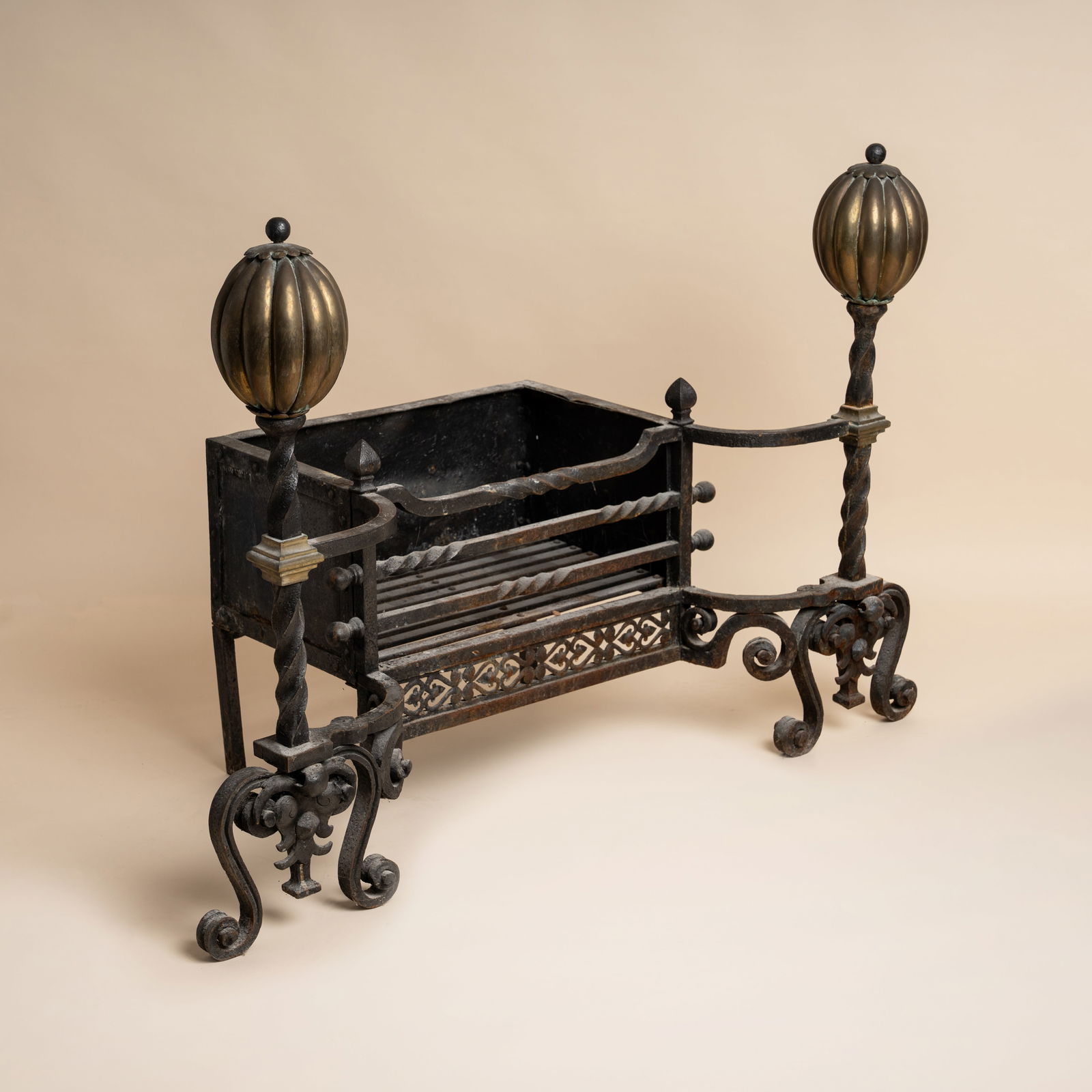 Arts and Crafts Fire basket: Late 19th / early 20th century Cast iron 75cm high x 96cm wide x 50cm deep Provenance:From a private collection, London