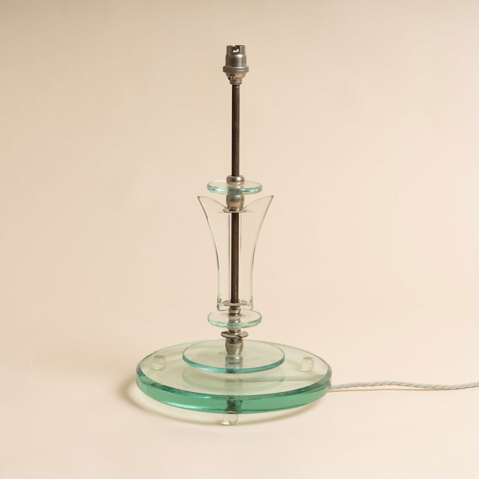 Attributed to Fontana Arte, Italy Table lamp: Circa 1920s to 1930s Glass, chrome 48cm high Provenance:From a private collection, London