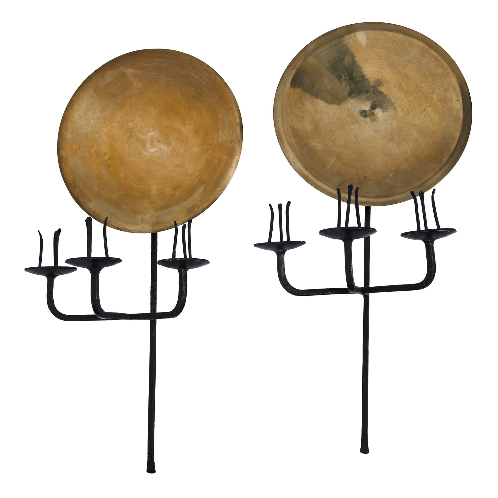 Kurt Jobst (South African 1905-1971) Pair of Wall Sconces or Candleabra: Circa 1960s Copper, wrought iron 64cm high x 22cm wide