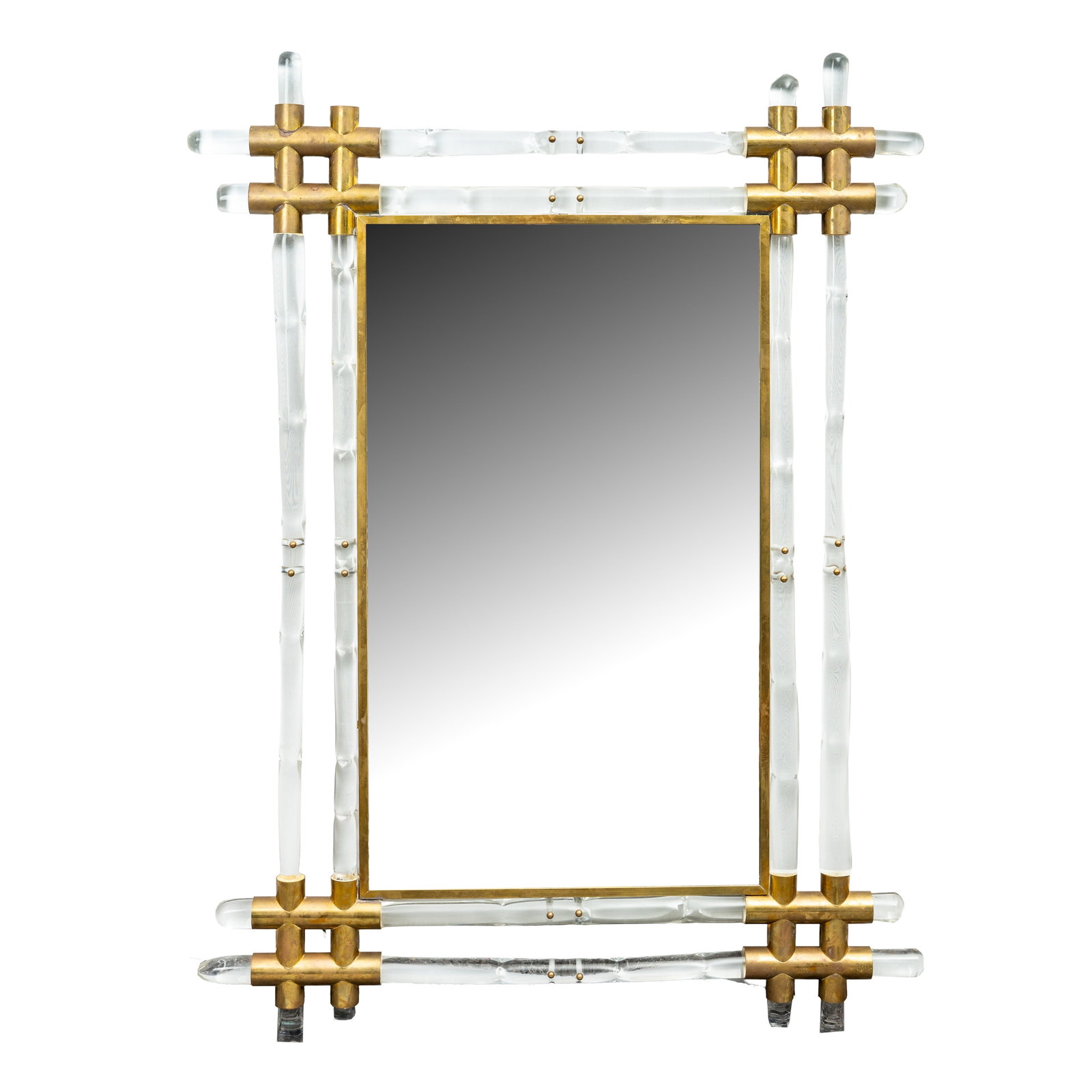 Barovier and Toso, Italy 'Bamboo' Mirror: Circa 1970s Brass, glass, mirror plate, board backing 110cm high x 80cm wide Provenance:From a private Italian collection