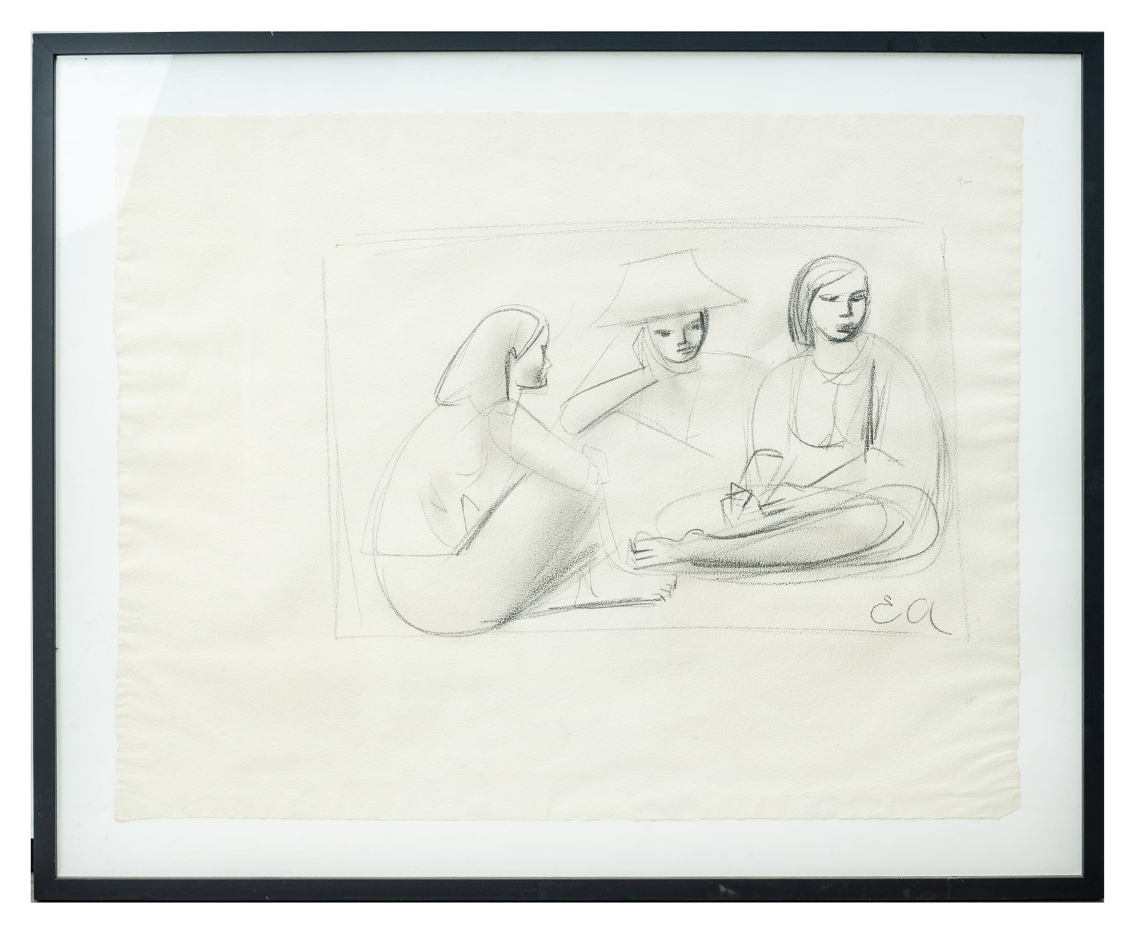 Emilio Ambron (Italian 1905-1996) Untitled work: Charcoal on paper Signed lower right 60cm high x 73cm wide, framed