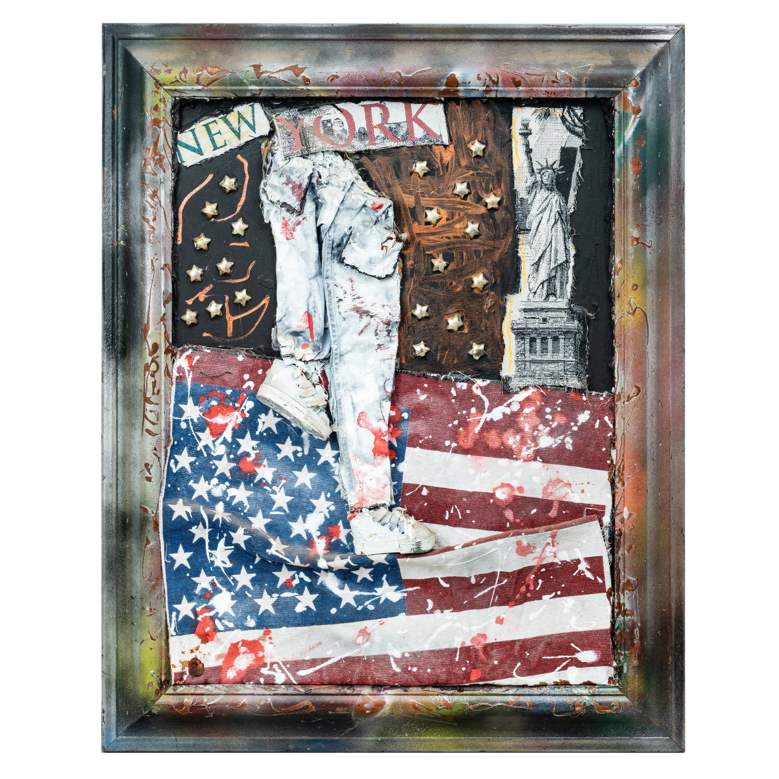 Gianfranco Ingravalle (Italian XX) 'Immigration': Circa 2014 Mixed media on board signed to reverse 54 wide x 68cm high