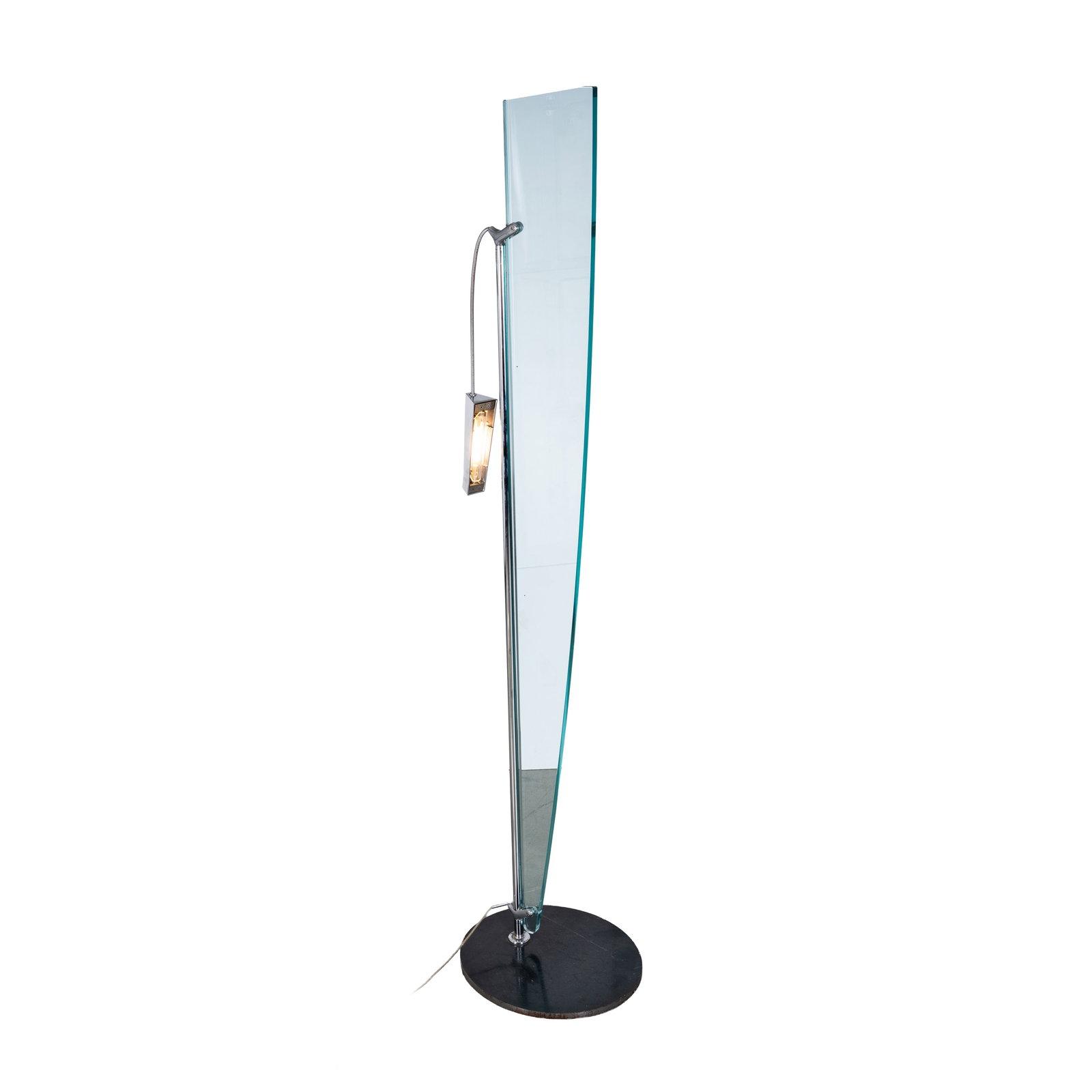 Carlo Forcolini (Italian, b.1947) for Nemo Italianaluce 'Naos Terra' Post-modern Floor Lamp: Circa 1980s Glass, chromed steel 178cm high
