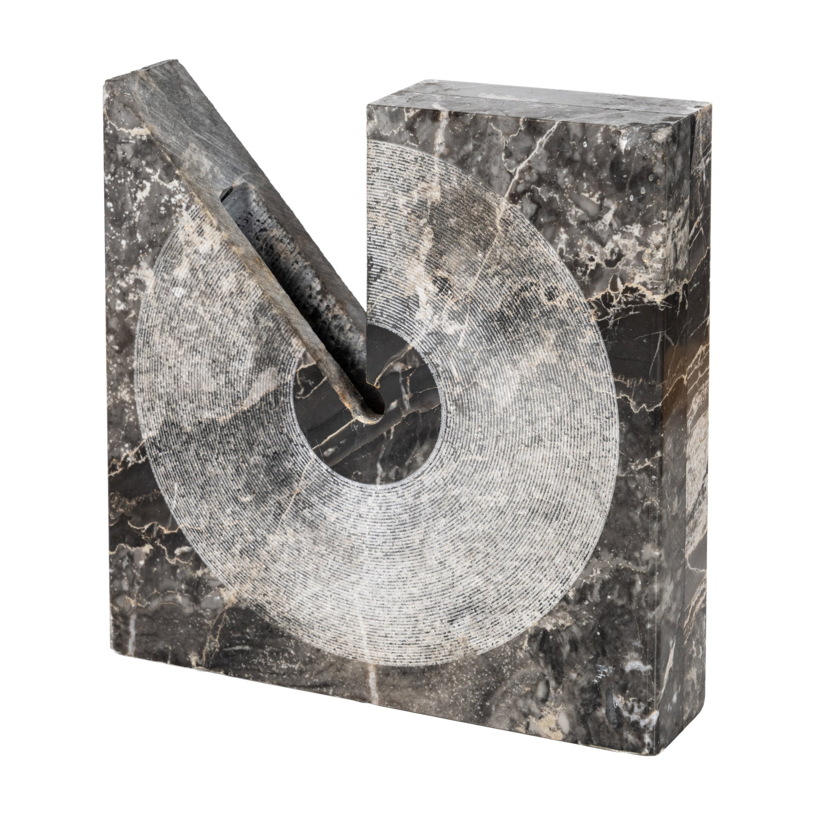 Sergio Asti (Italian 1926-2021) Modernist Vase: Late 20th Century Marble Applied label to underside (well worn) 15.5cm high x 16cm wide x 4cm deep