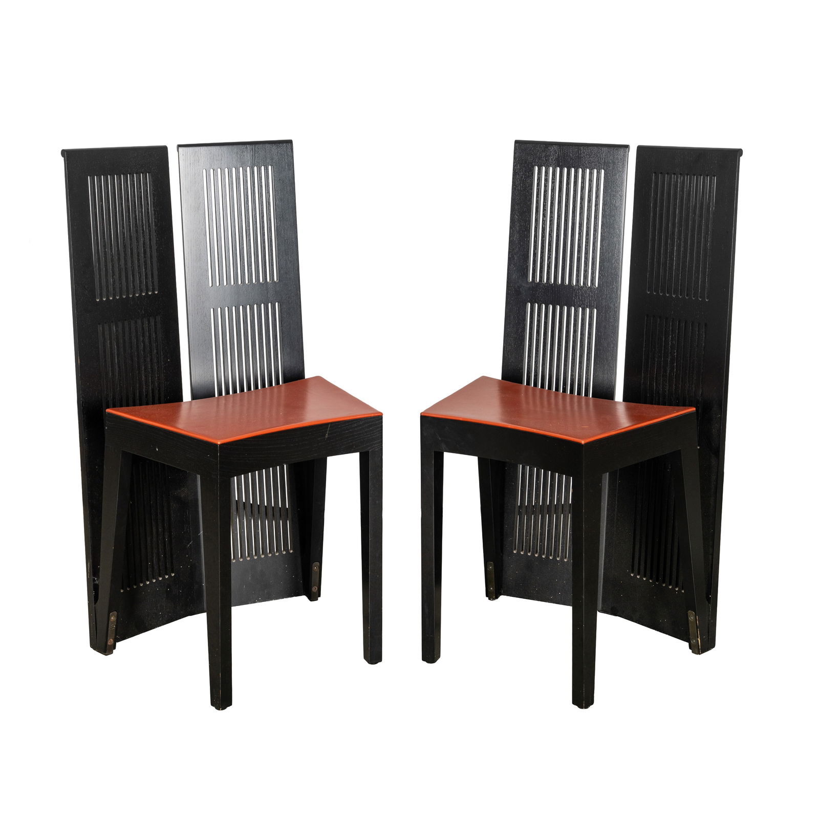 Andrea Branzi (Italian, 1938-2023) for Cassina Pair of 'Lubekka' Dining Chairs: 1991 Ebonised Ash Moulded Cassina mark to undersides 90cm high × 46cm wide × 48cm deep