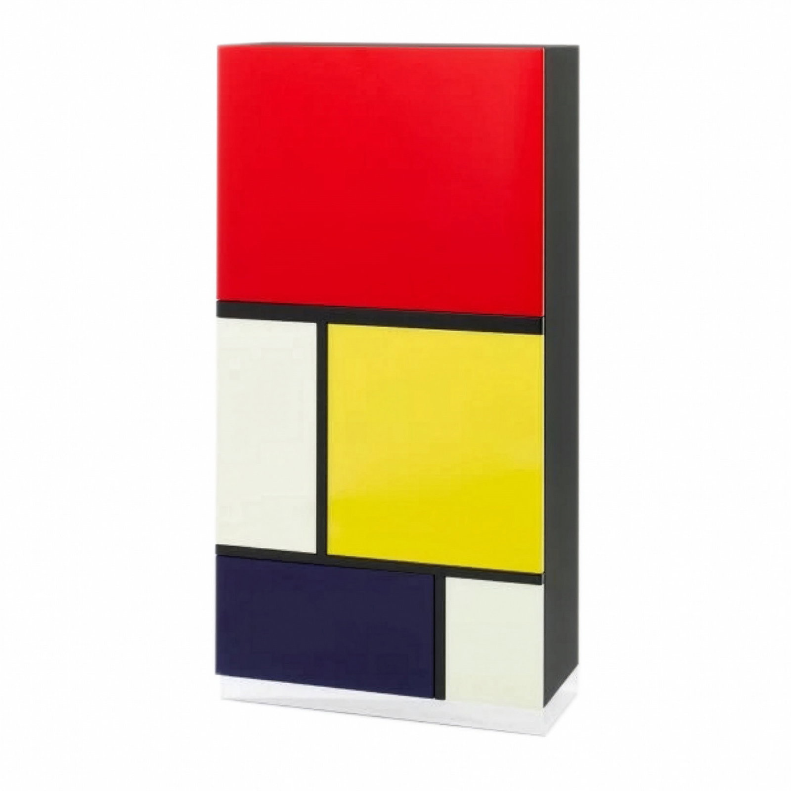 Koni Ochsner (1933-1995) for Röthlisberger Collection 'Mondrian' cabinet: 1983 Lacquered wood, steel Impressed mark to interior 163cm high, 83cm wide, 54cm deep