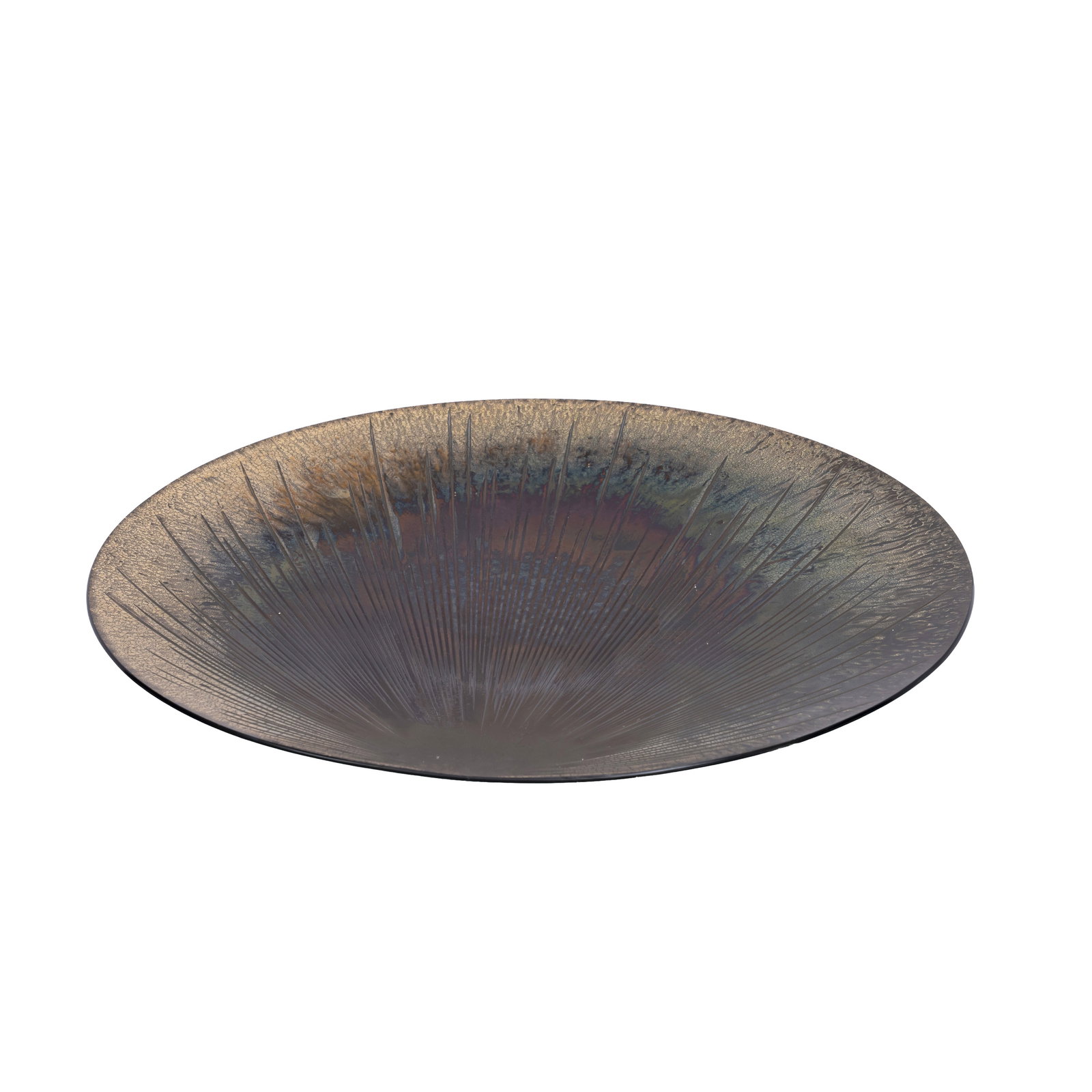 Louis Thompson Super Nova Series charger: 1990 Glass Verso rim etched signature and date 'LOUIS THOMPSON "SUPER NOVA SERIES" 1990' 38.5cm diameter