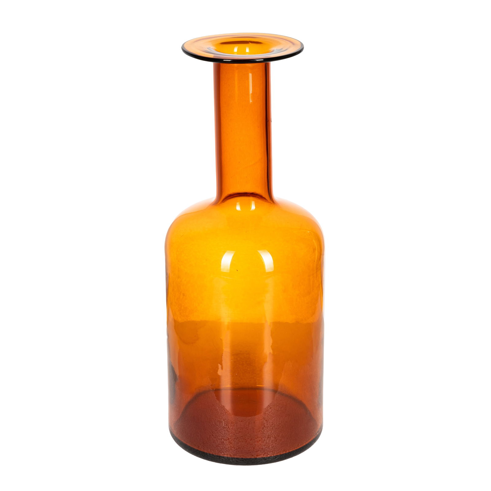 Otto Brauer Kastrup (Danish, 20th Century) for Holmegaard 'Gulv' Vase: Mid-Century Amber glass Unmarked 30.5cm
